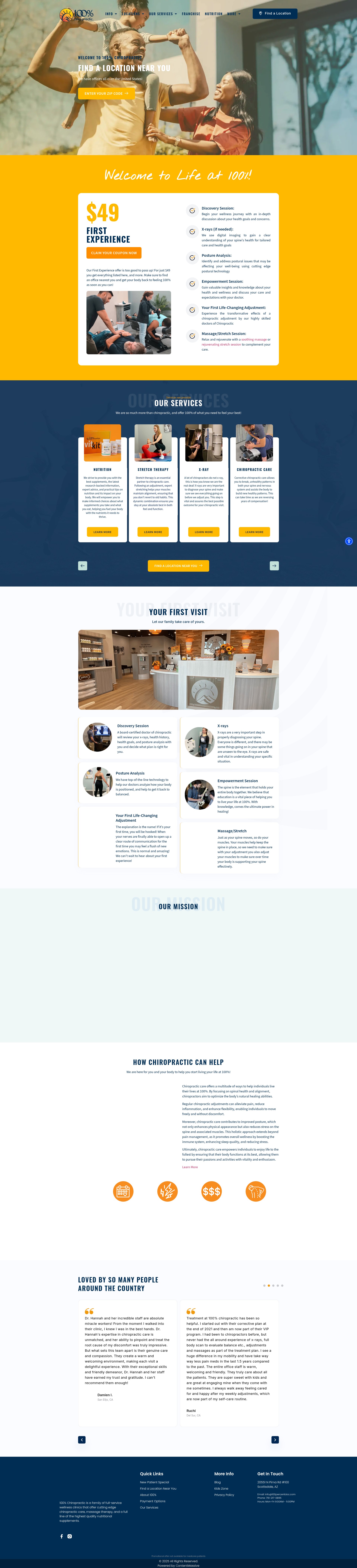 Screenshot of 100percentchiropractic.com