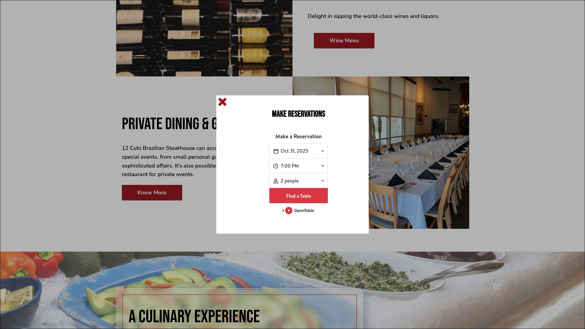Screenshot of 12cutssteakhouse.com