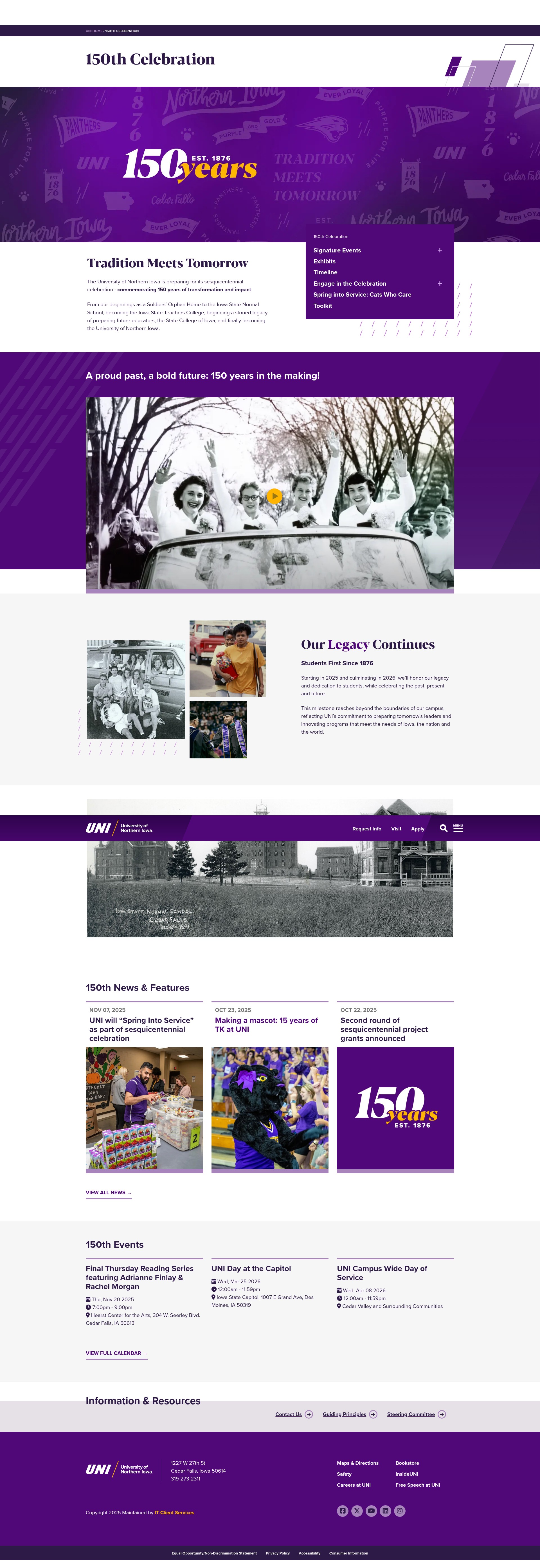 Screenshot of 150.uni.edu