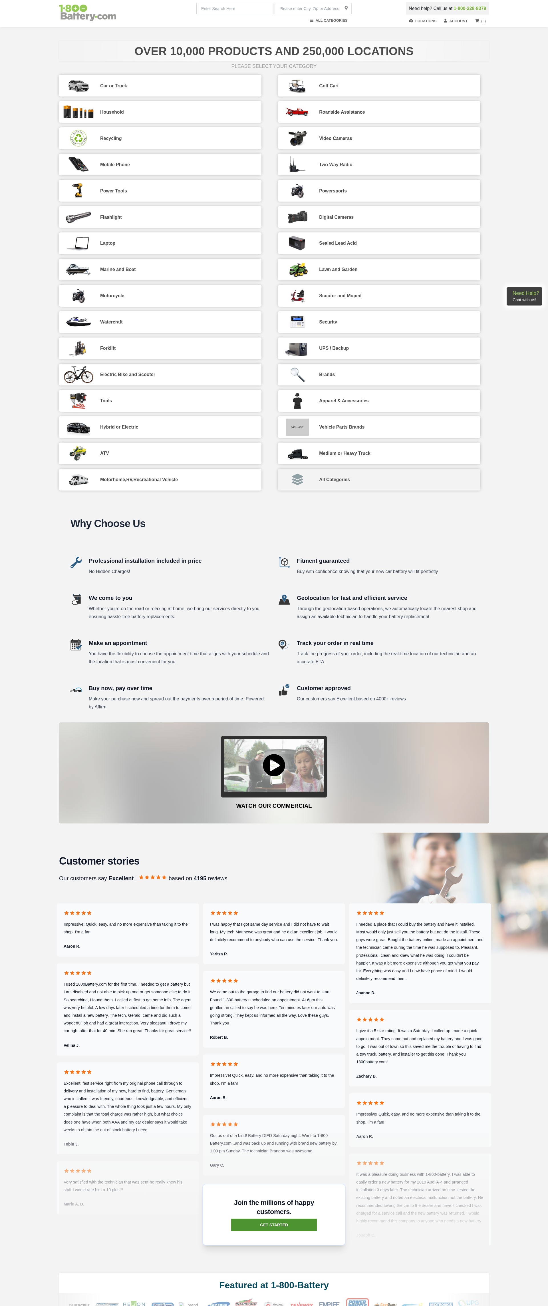 Screenshot of 1800battery.com
