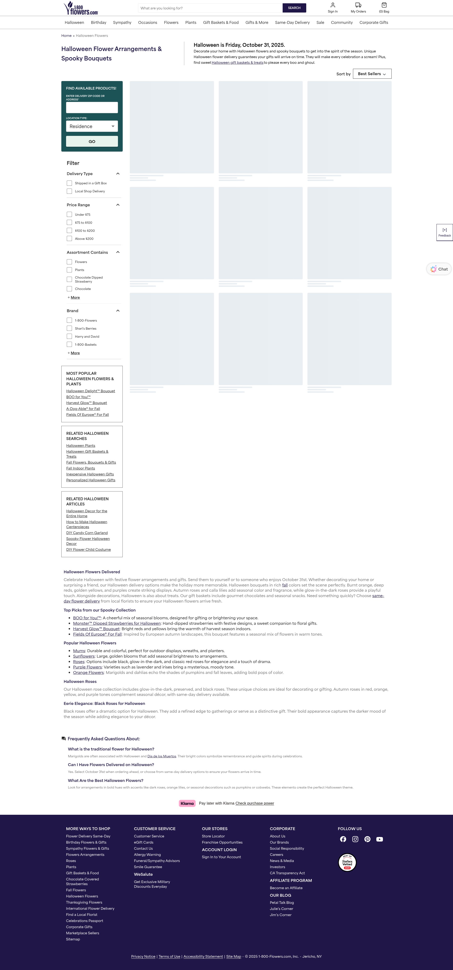 Screenshot of 1800flowers.com