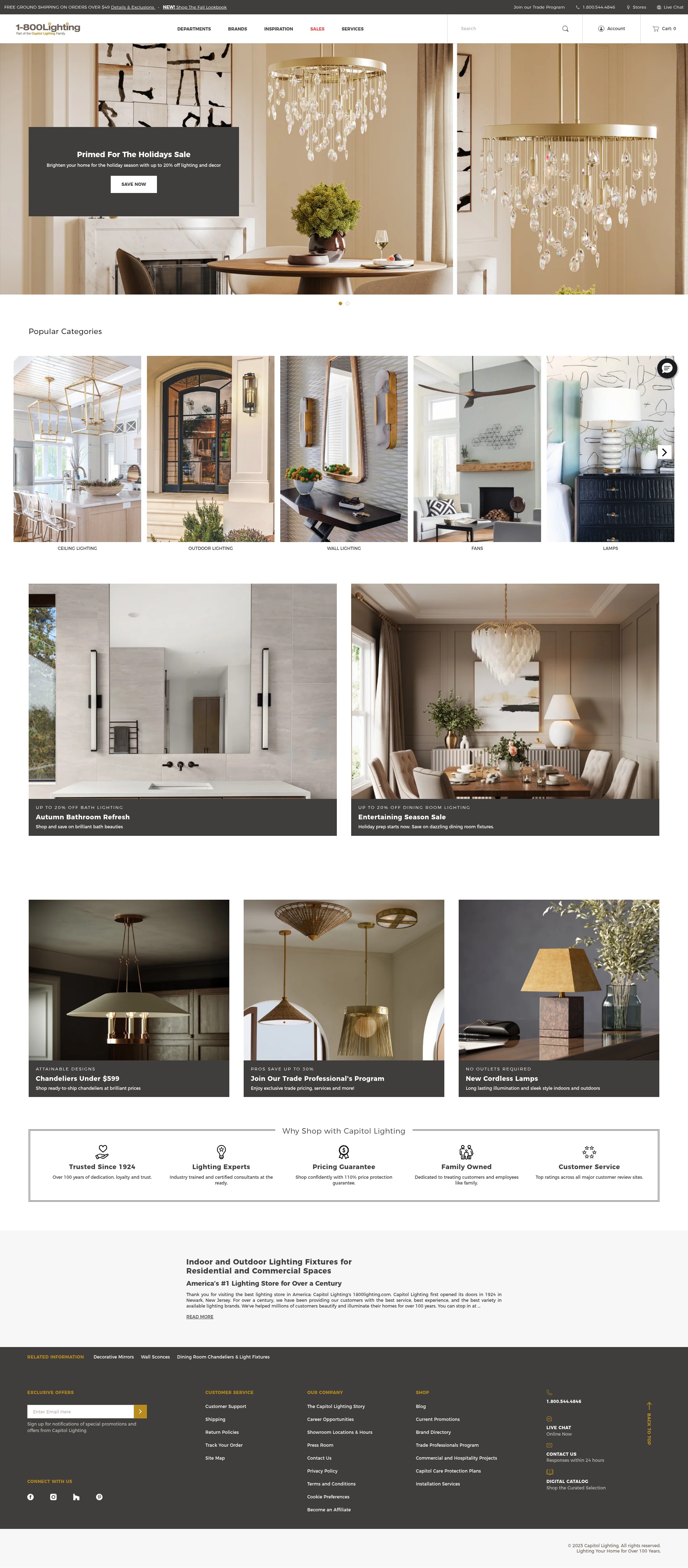 Screenshot of 1800lighting.com