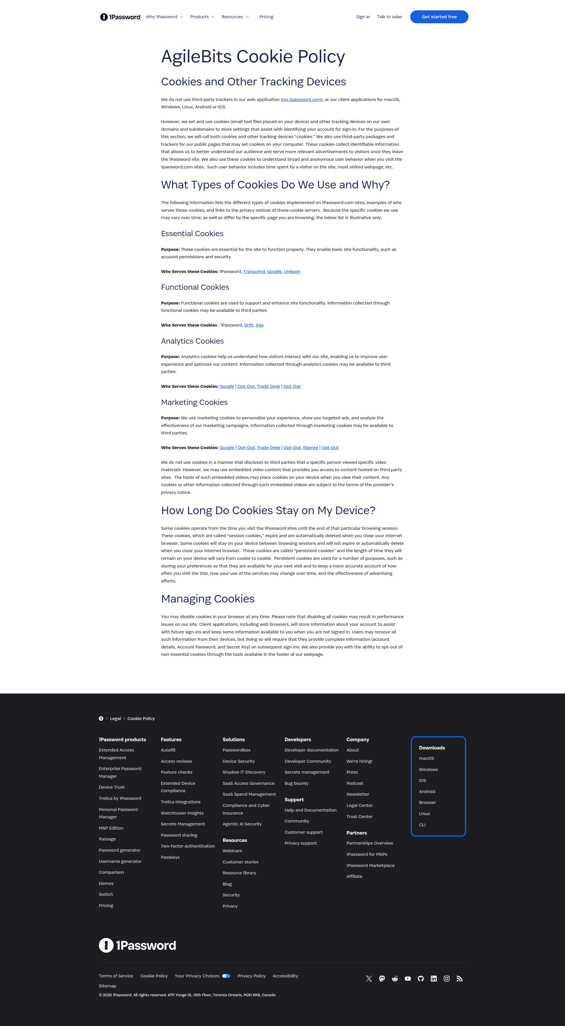 Screenshot of 1password.com