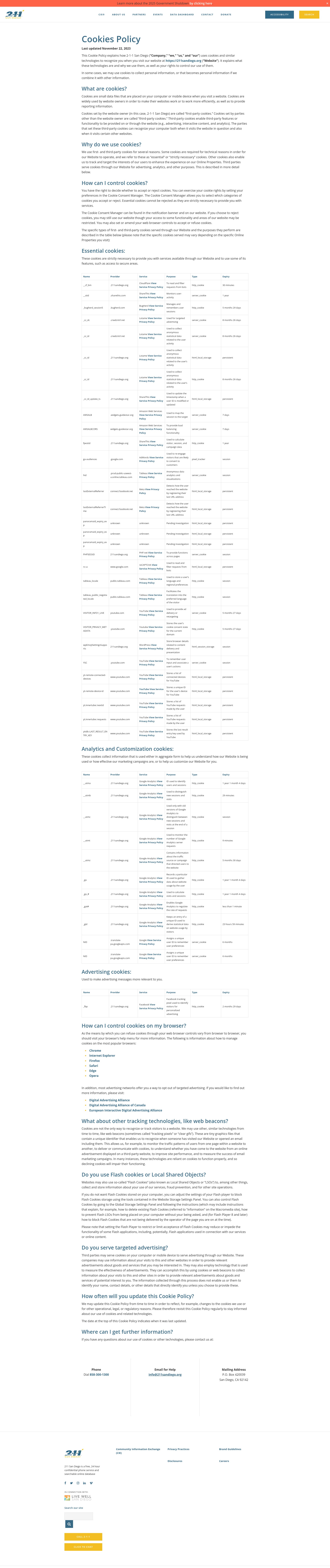 Screenshot of 211sandiego.org