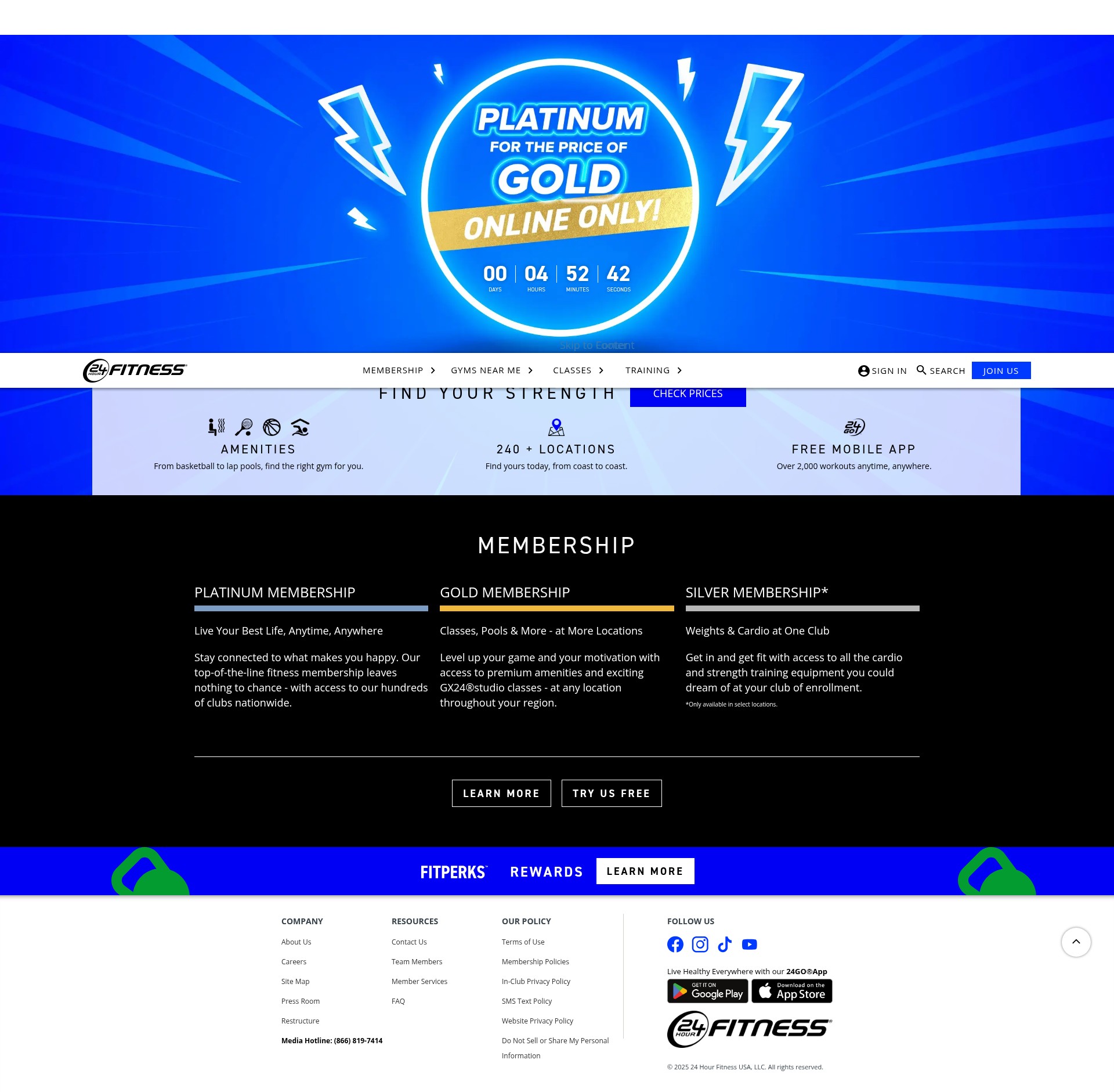 Screenshot of 24hourfitness.com