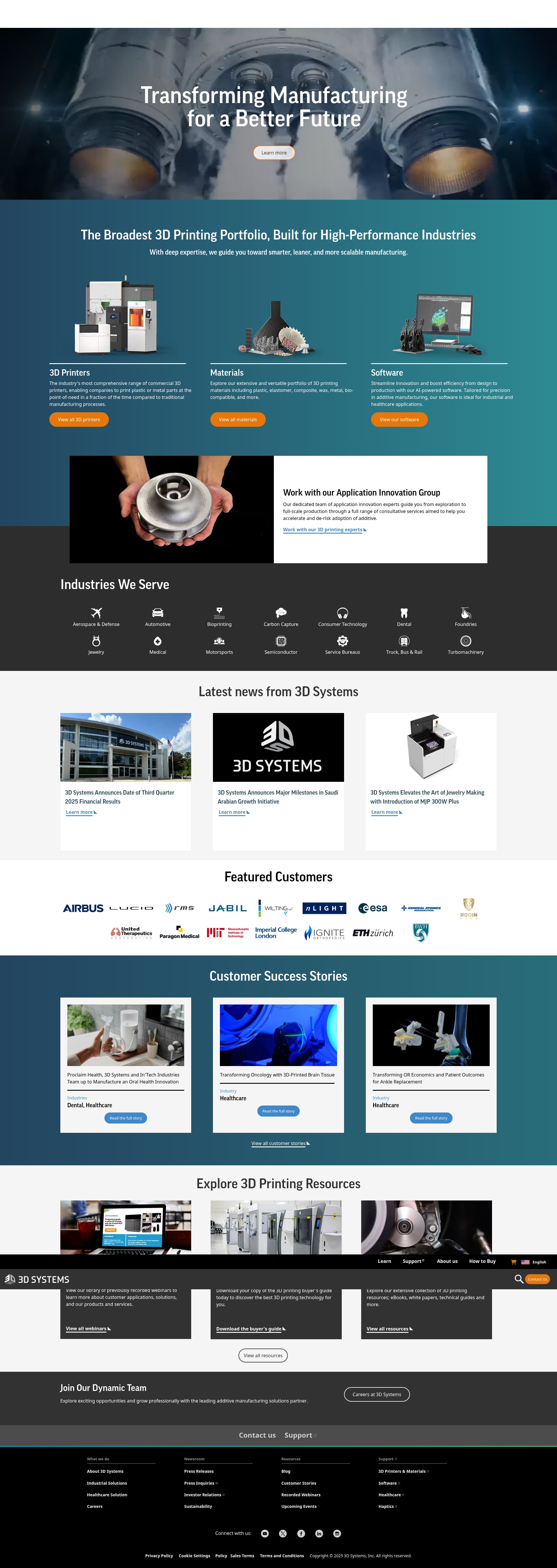 Screenshot of 3dsystems.com