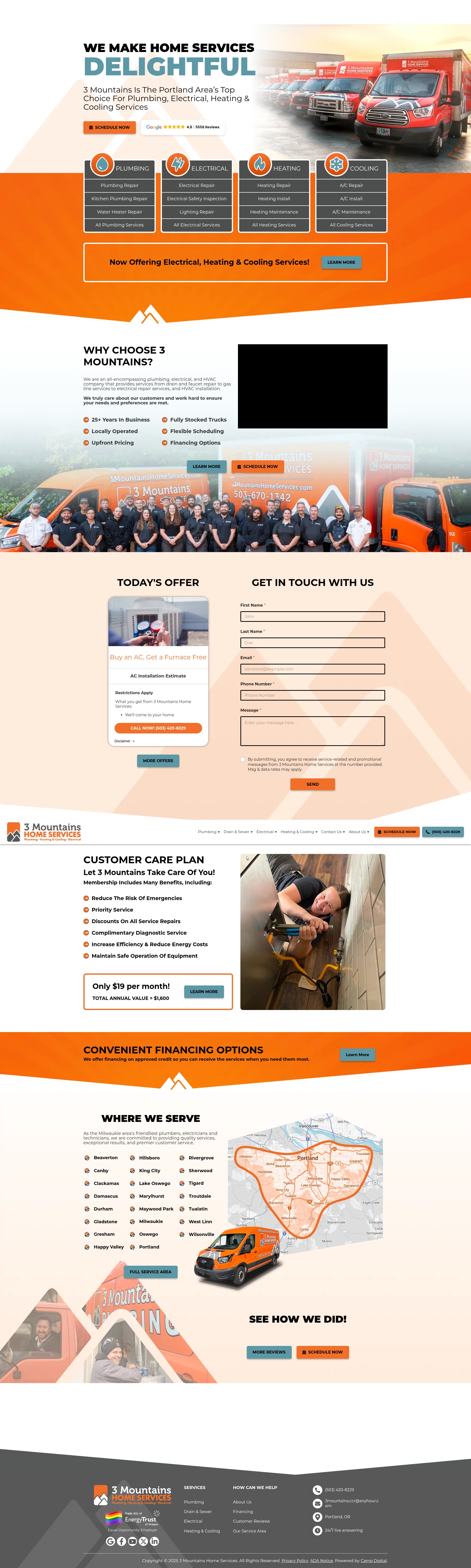 Screenshot of 3mountainsplumbing.com