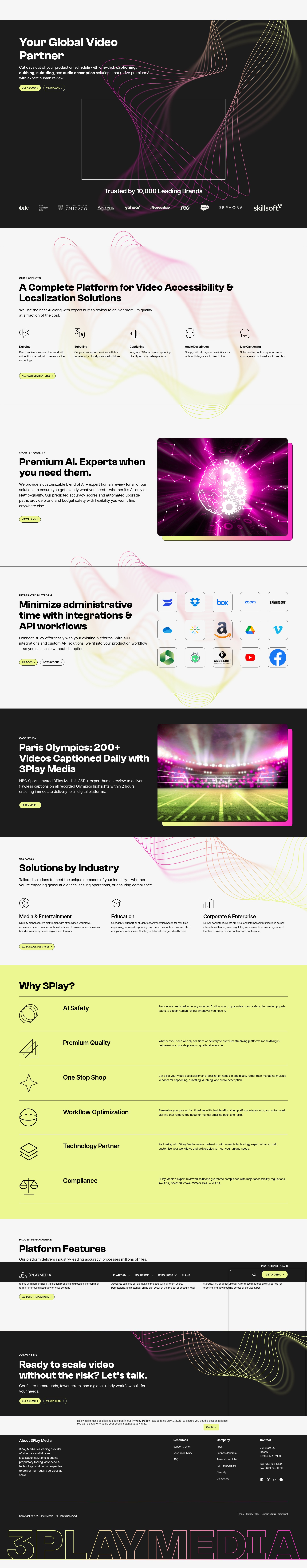 Screenshot of 3playmedia.com
