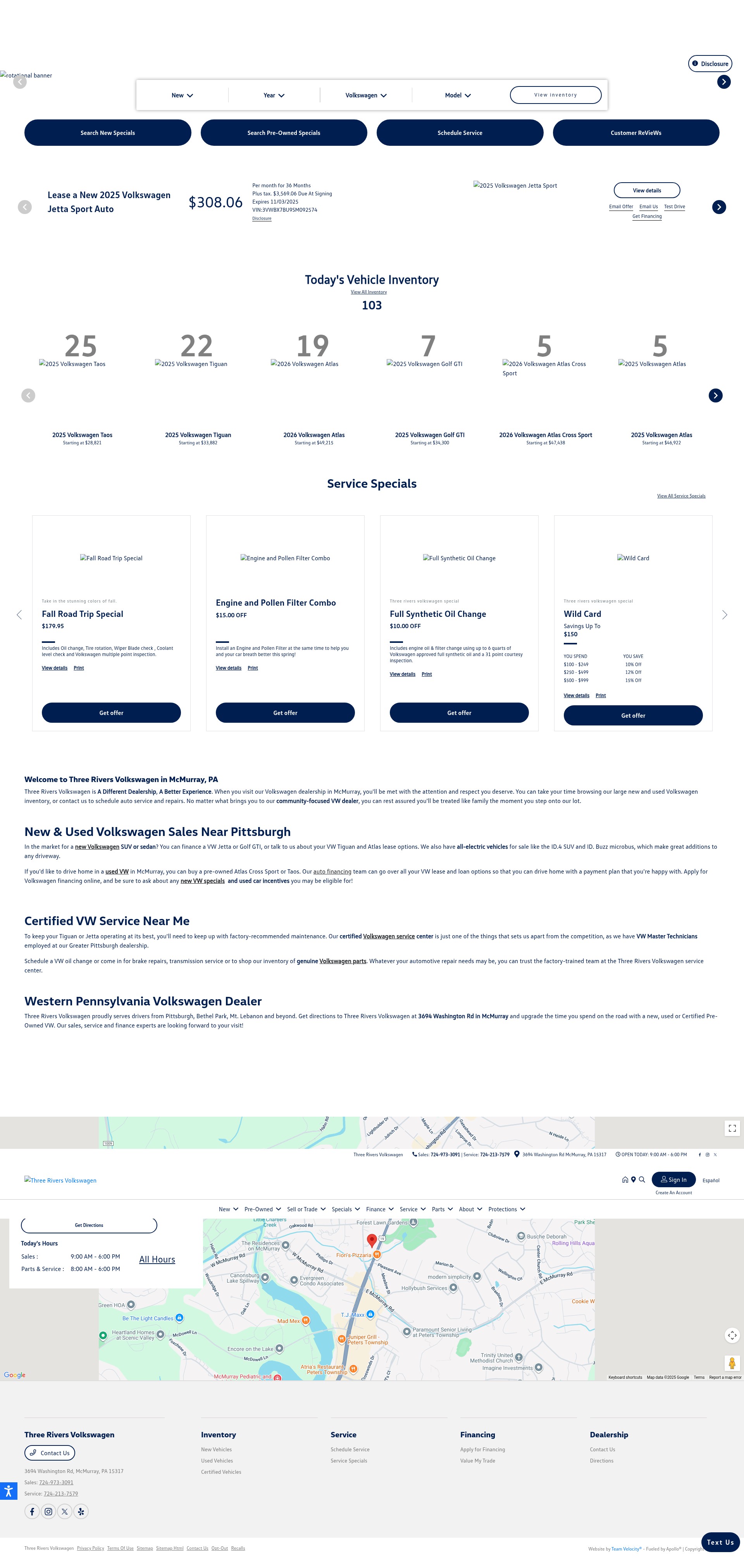 Screenshot of 3riversvw.com