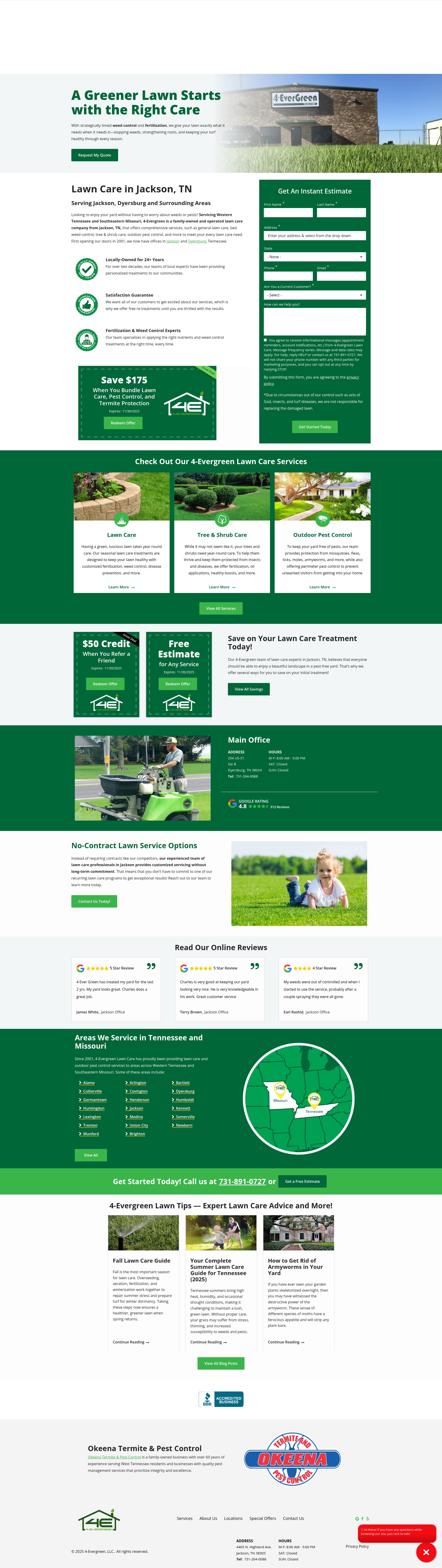 Screenshot of 4evergreenlawnservice.com