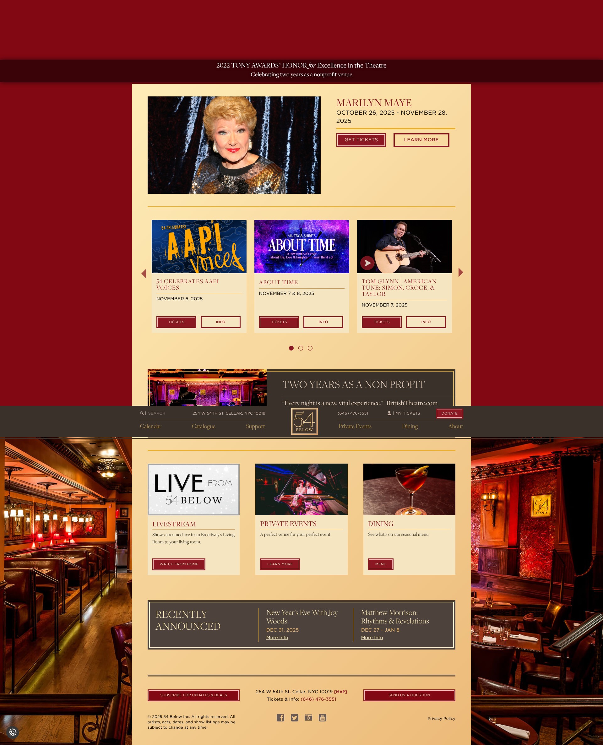 Screenshot of 54below.com