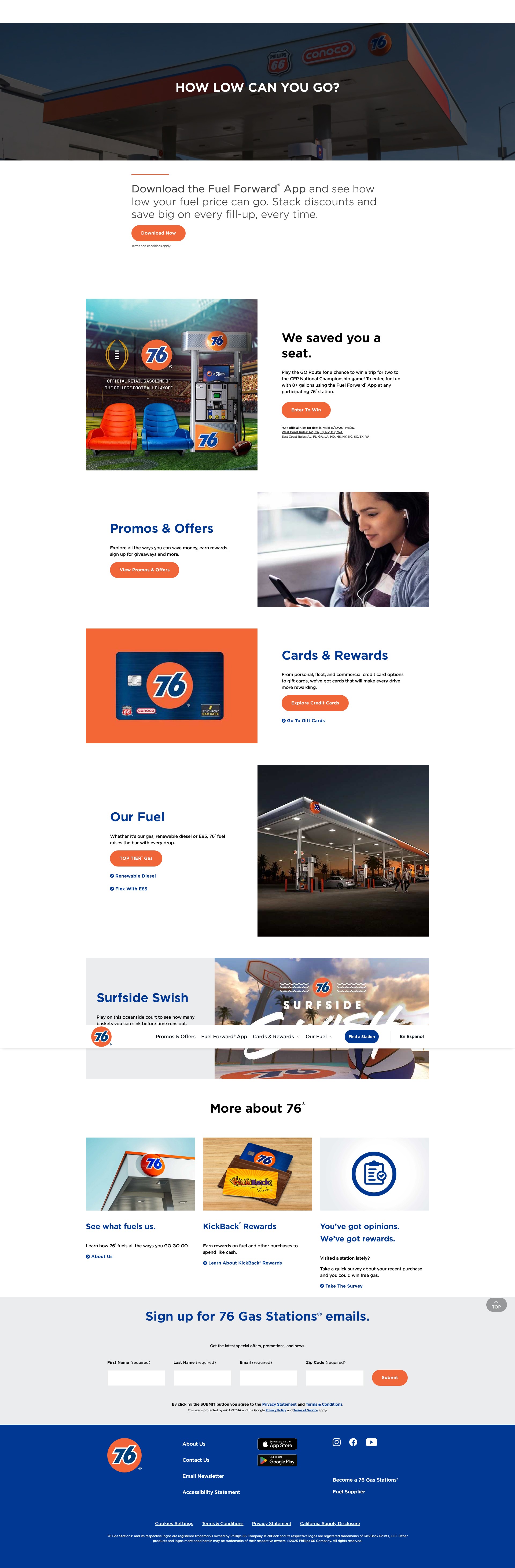 Screenshot of 76.com