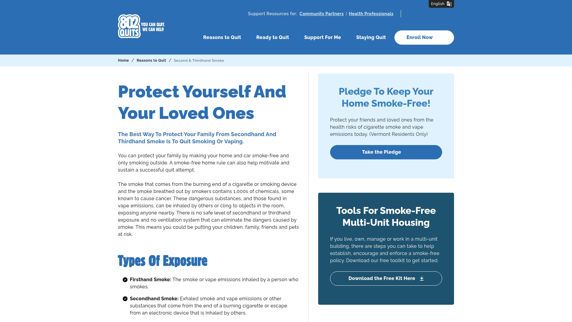 Screenshot of 802quits.org