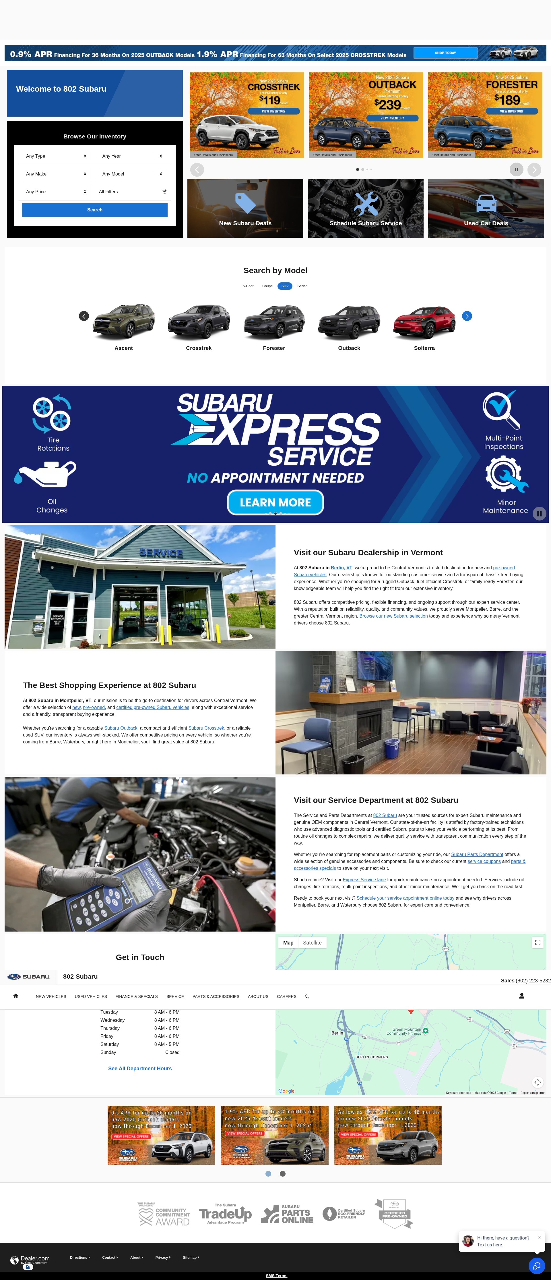 Screenshot of 802subaru.com