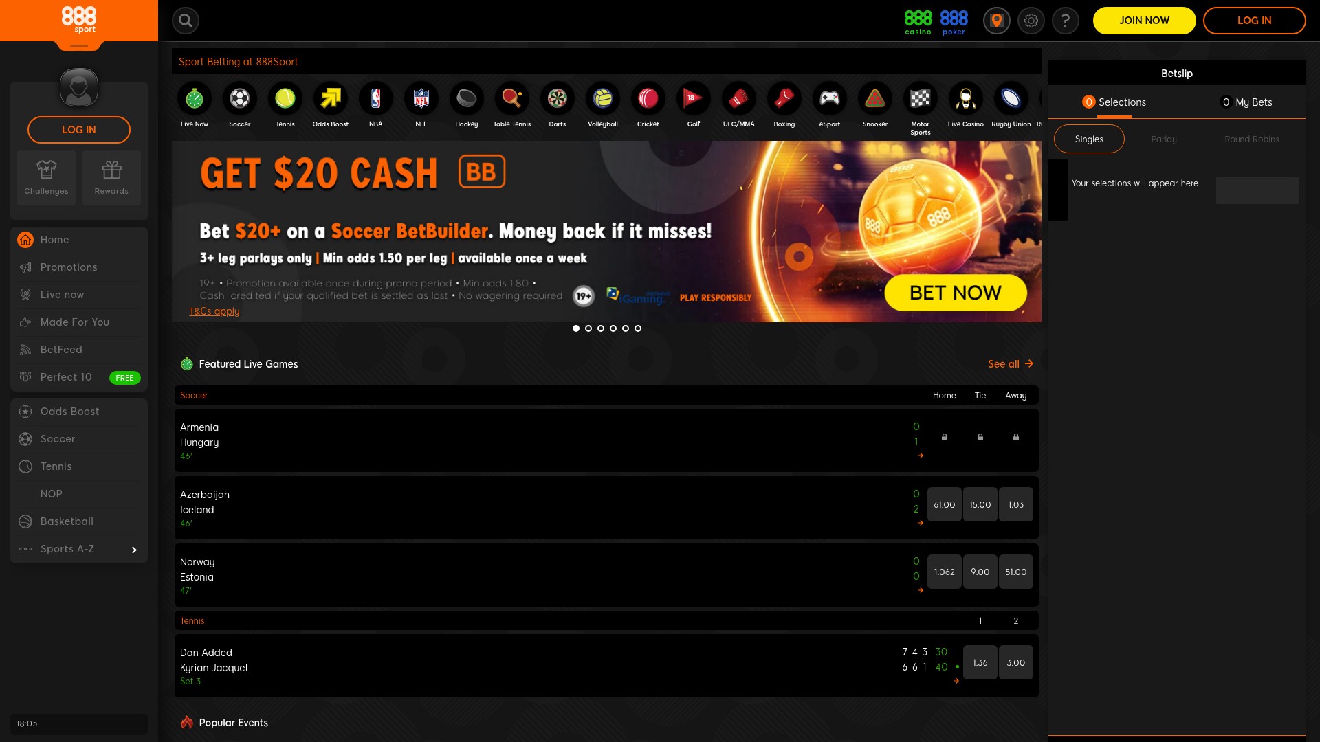 Screenshot of 888sport.ca