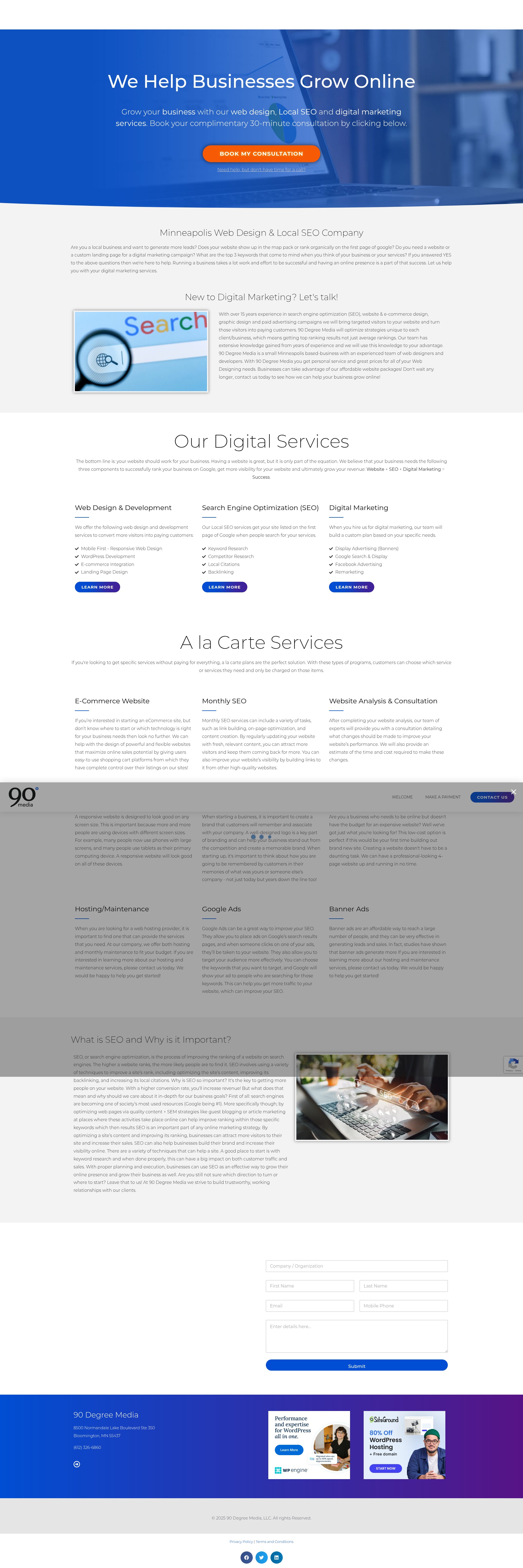 Screenshot of 90degreemedia.com