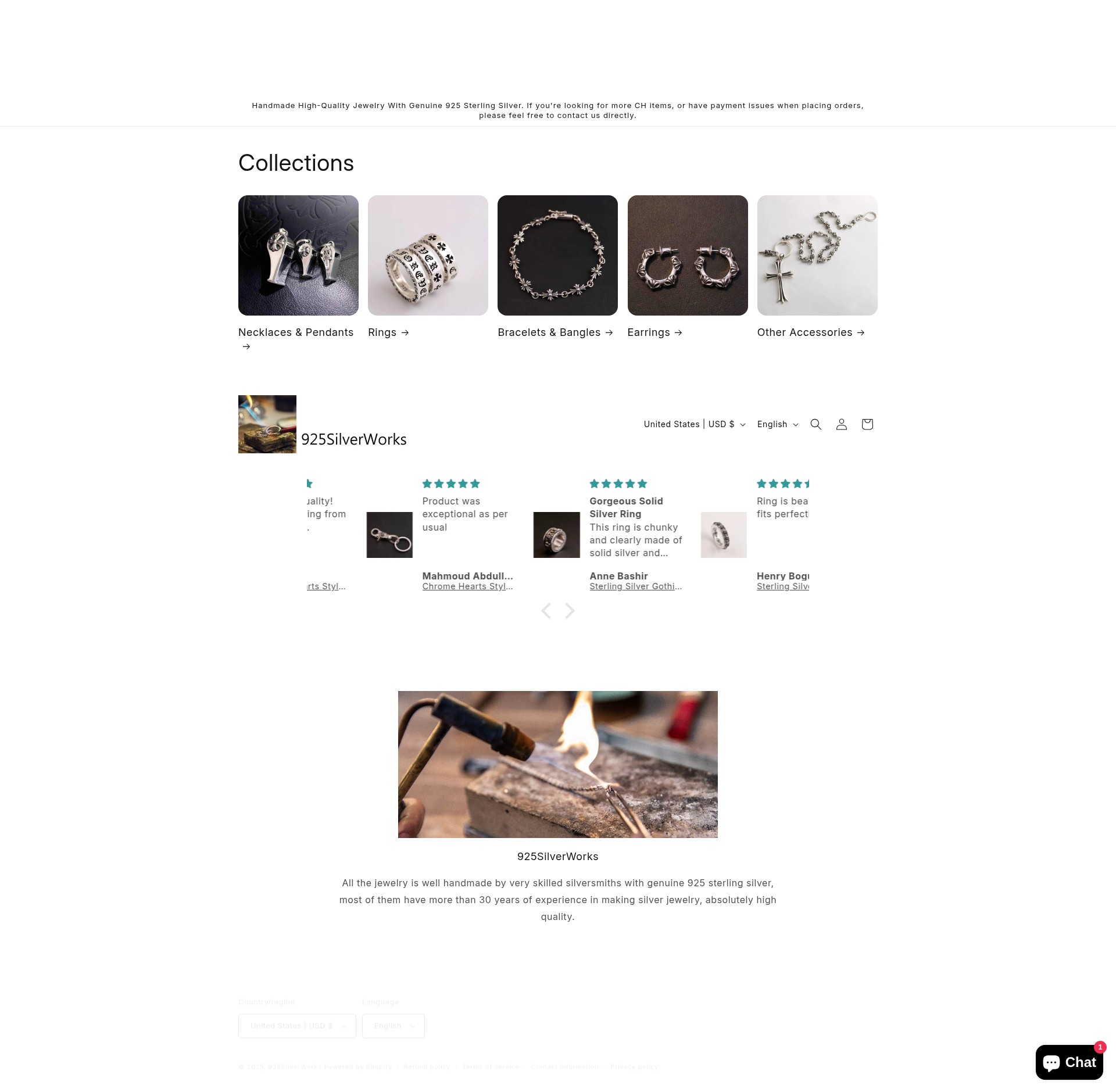 Screenshot of 925silverworks.com