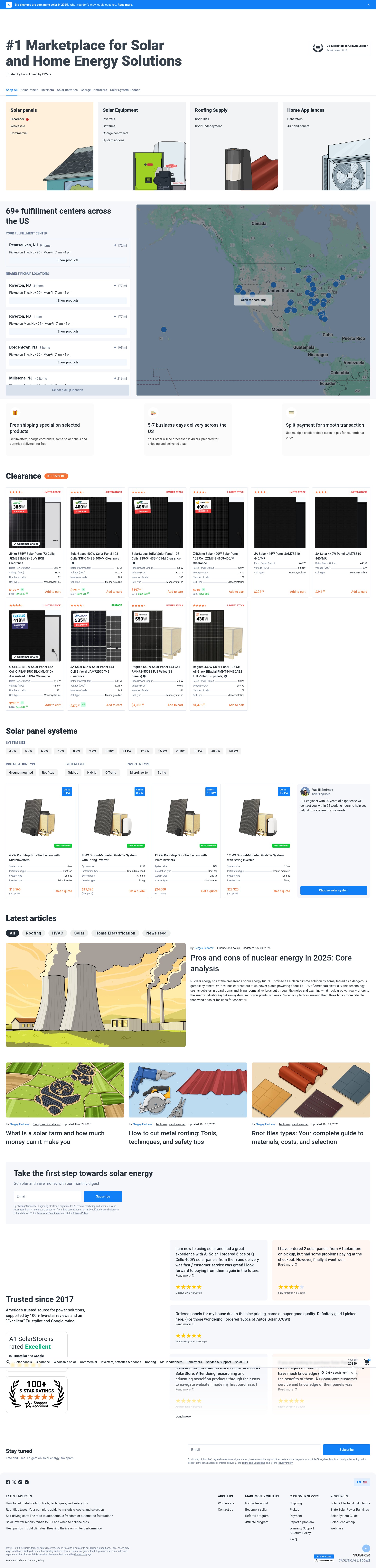 Screenshot of a1solarstore.com