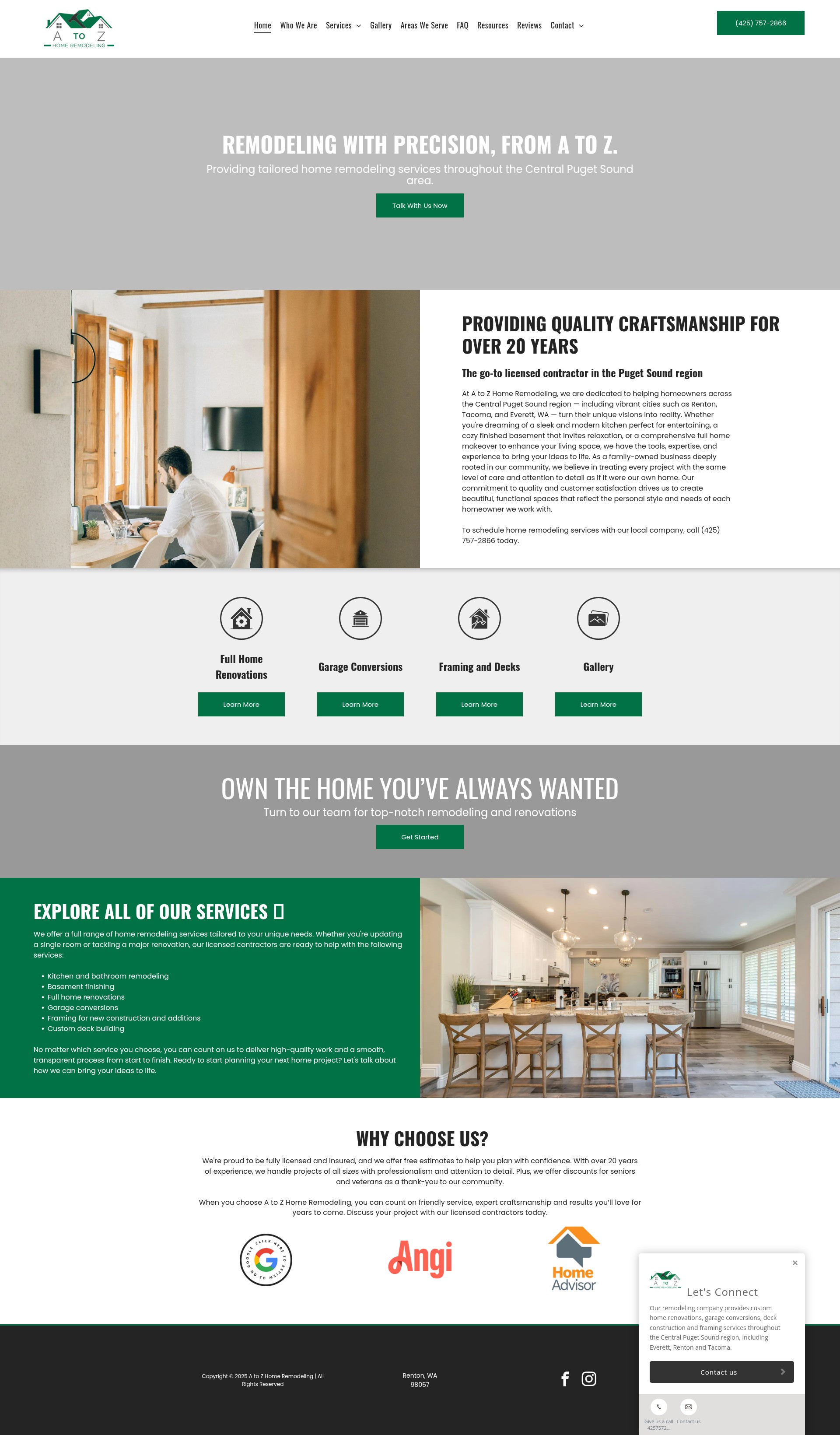 Screenshot of a2z-homeremodeling.com