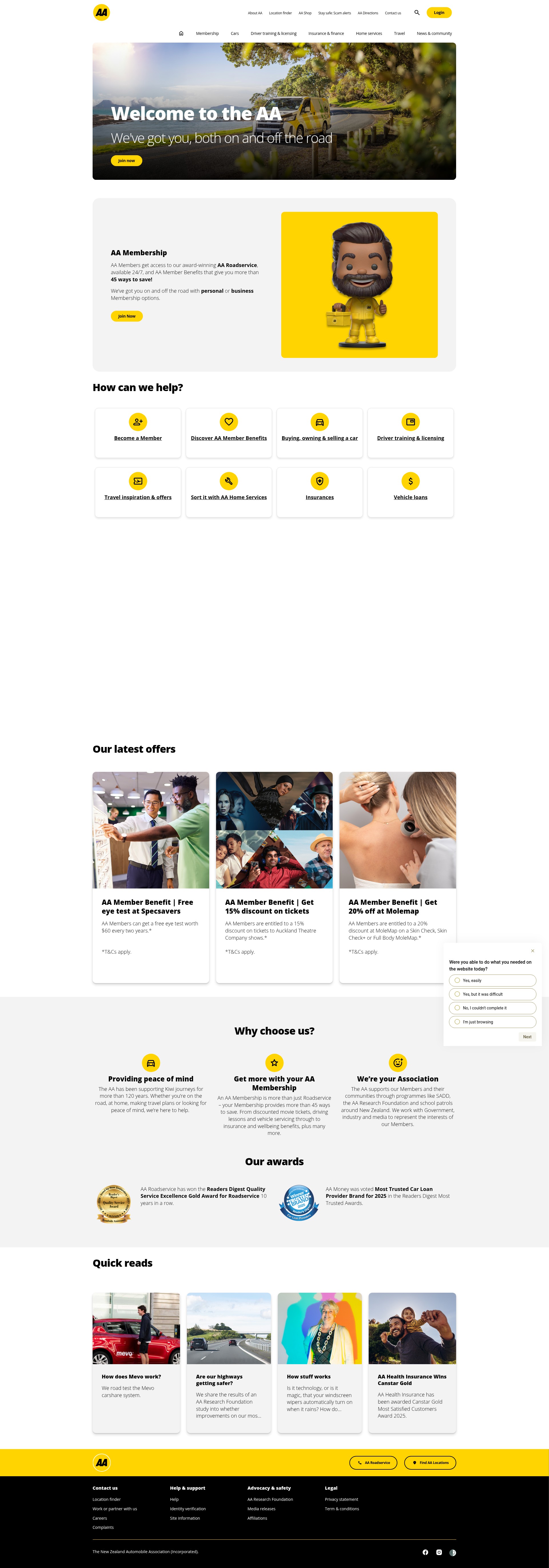 Screenshot of aa.co.nz
