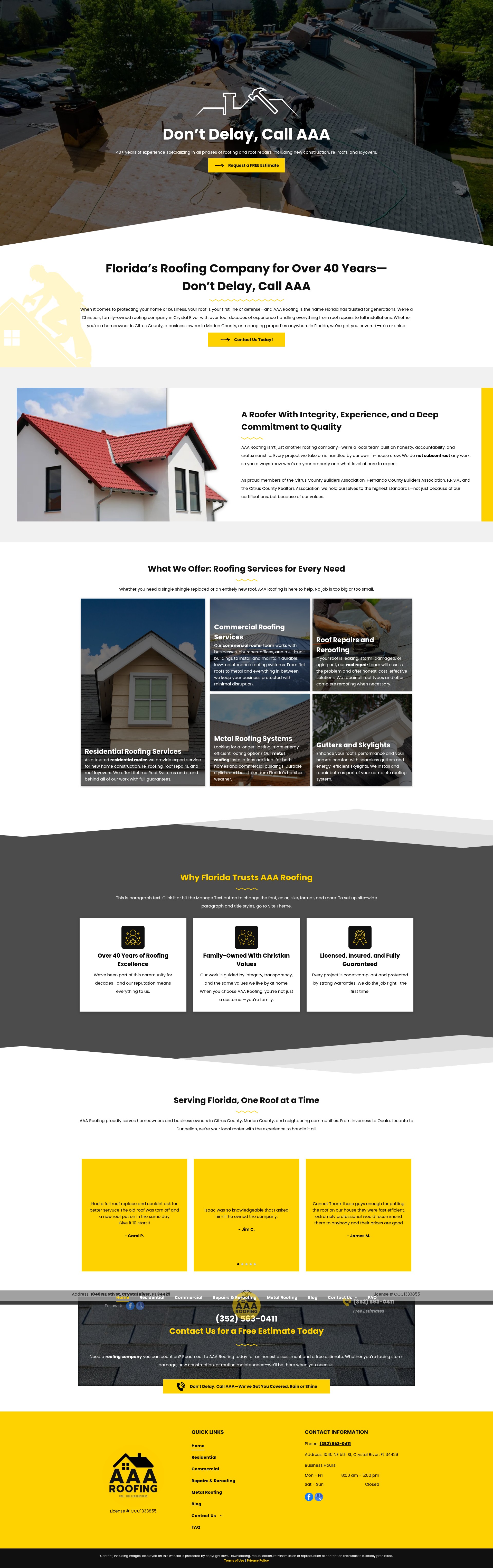 Screenshot of aaaroofingflorida.com