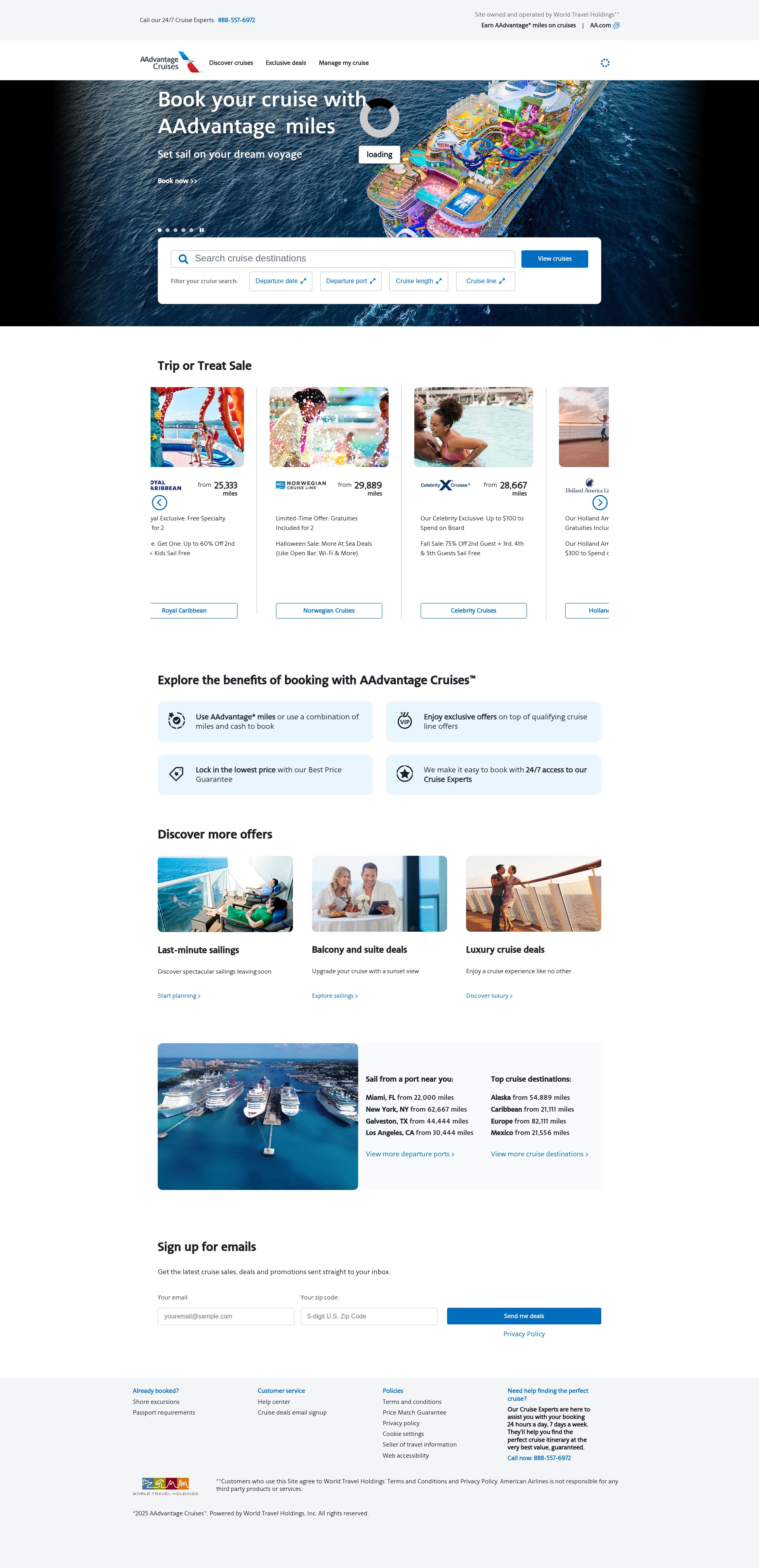 Screenshot of aadvantagecruises.com