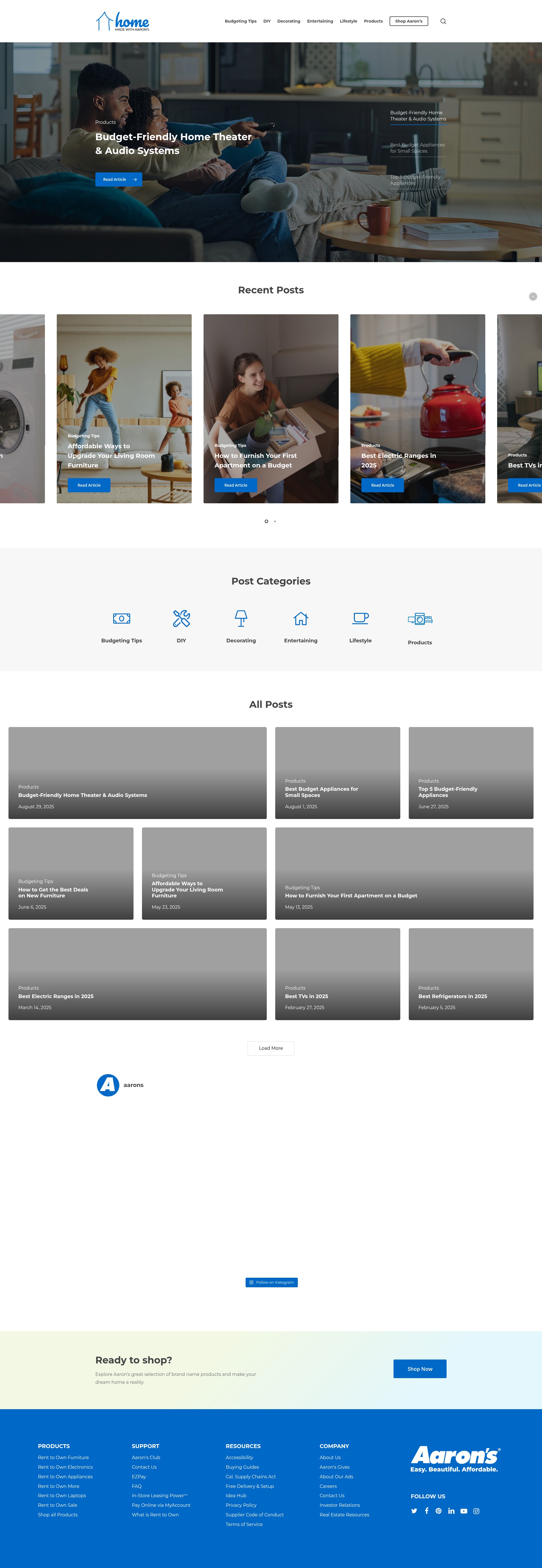 Screenshot of aarons.com