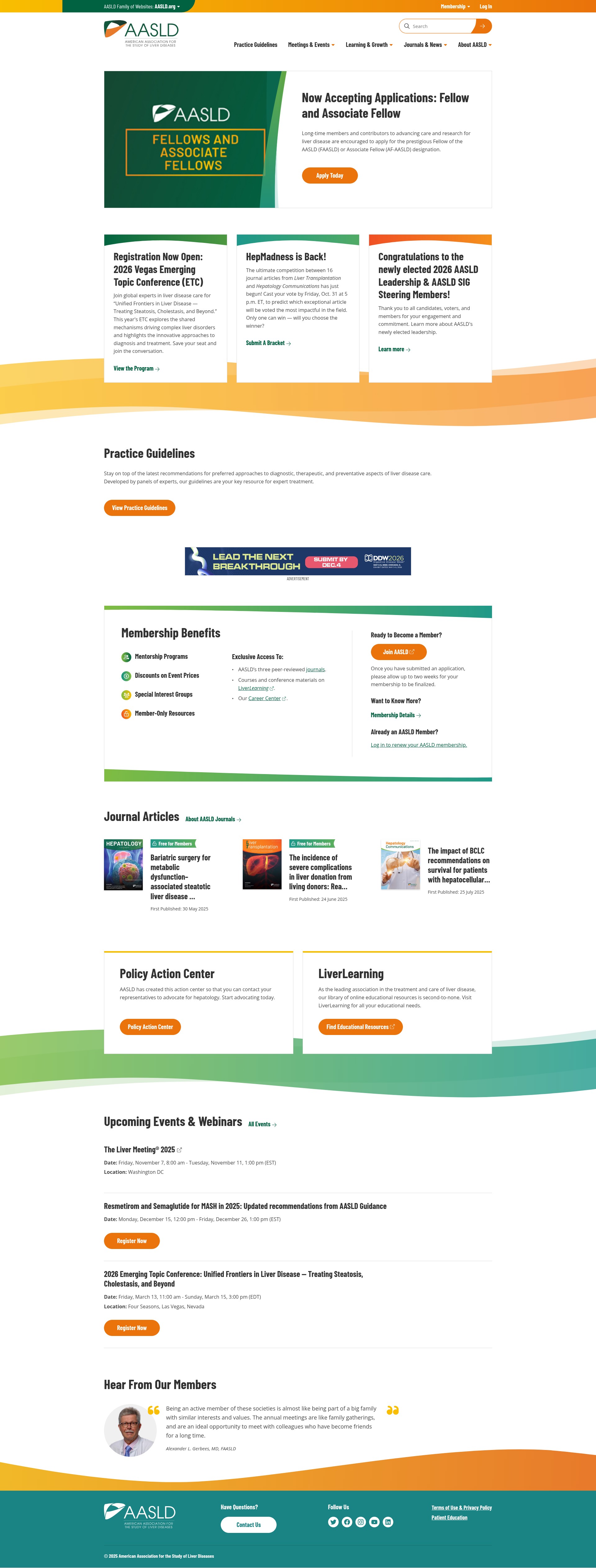 Screenshot of aasld.org