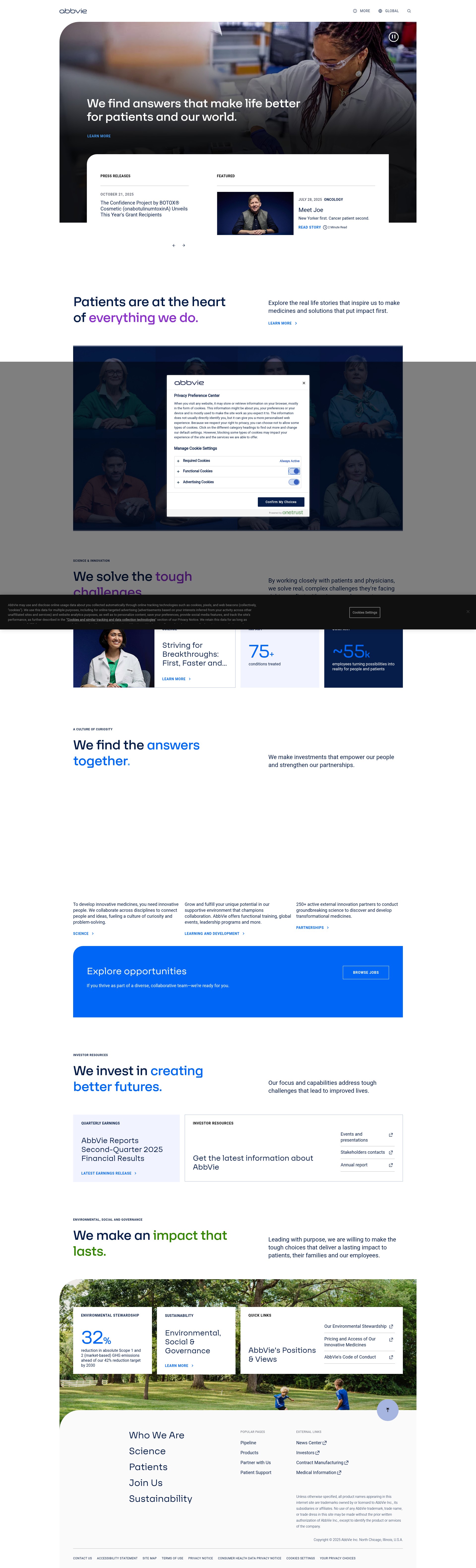 Screenshot of abbvie.com