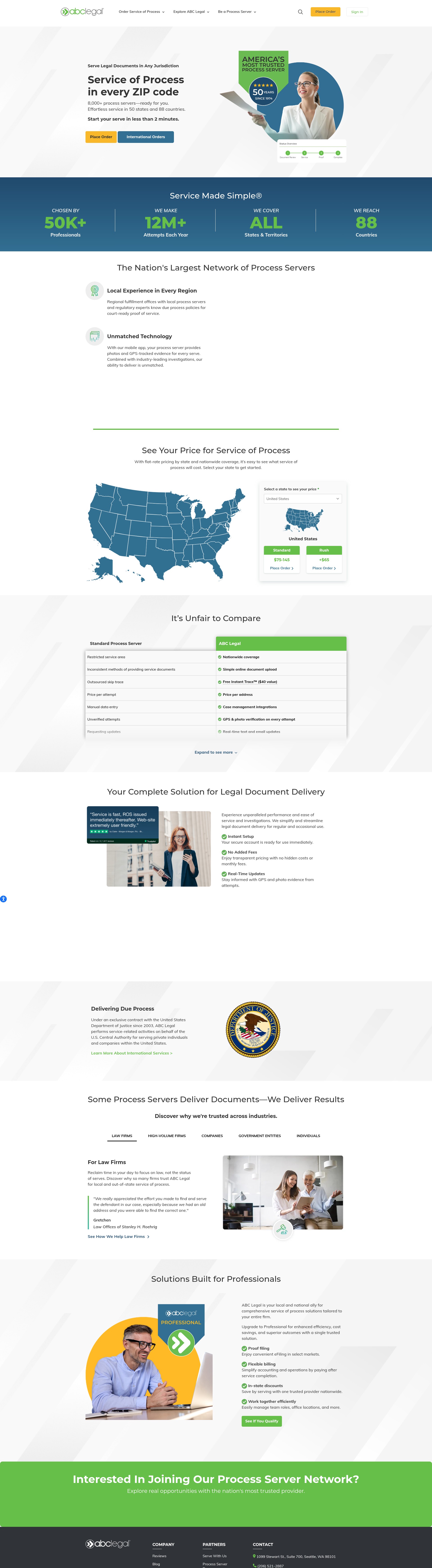 Screenshot of abclegal.com