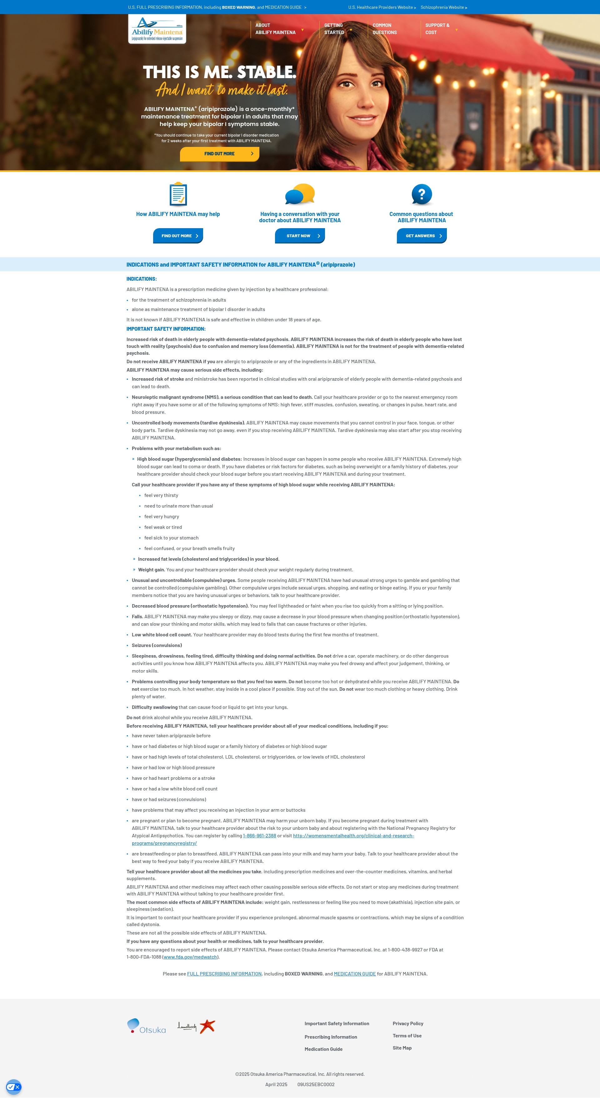 Screenshot of abilifymaintena.com