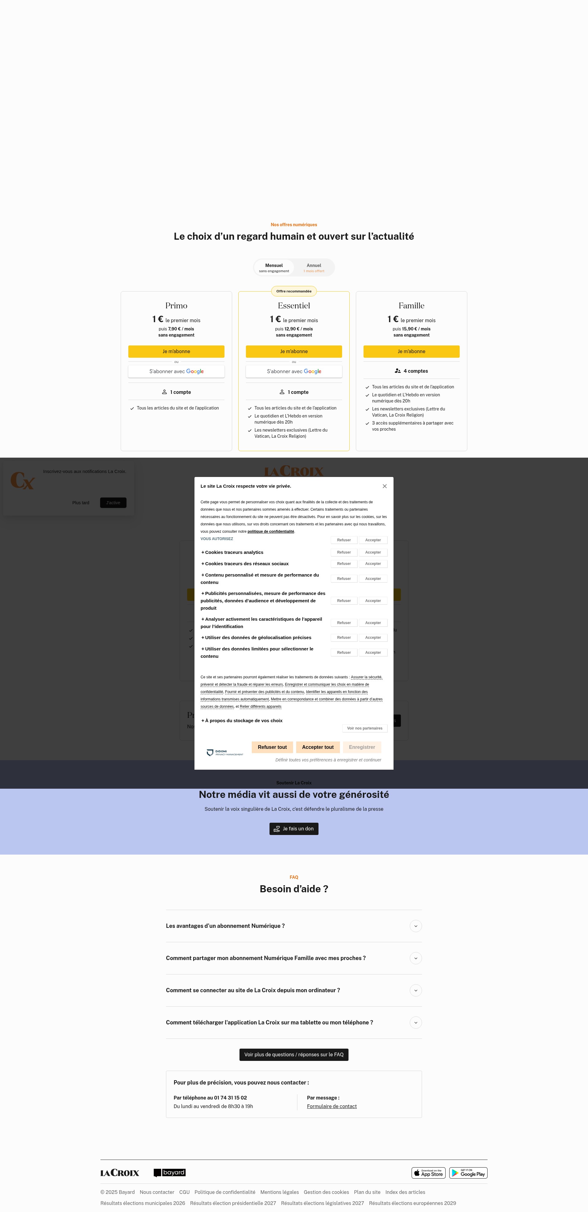 Screenshot of abonnement.la-croix.com