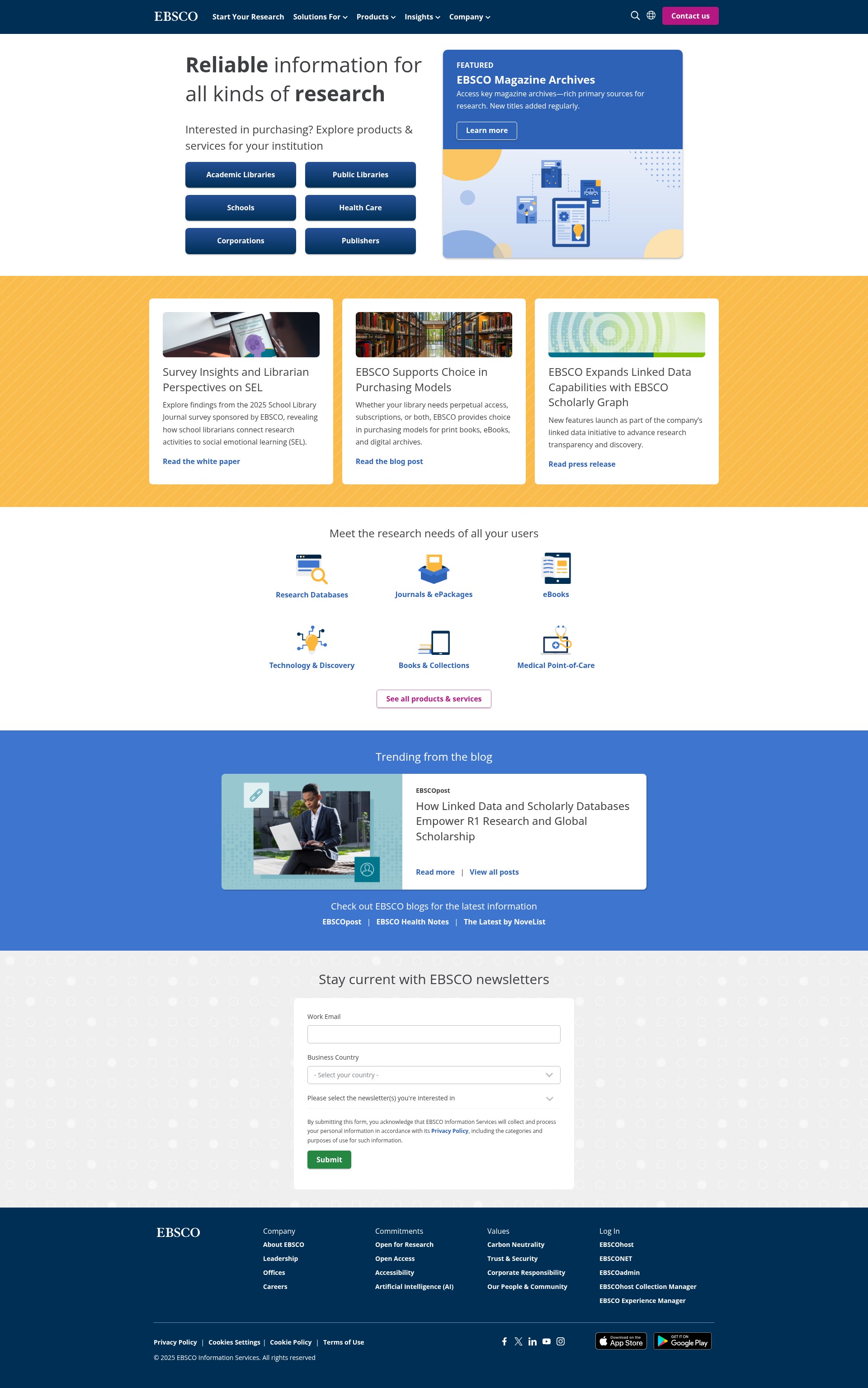 Screenshot of about.ebsco.com
