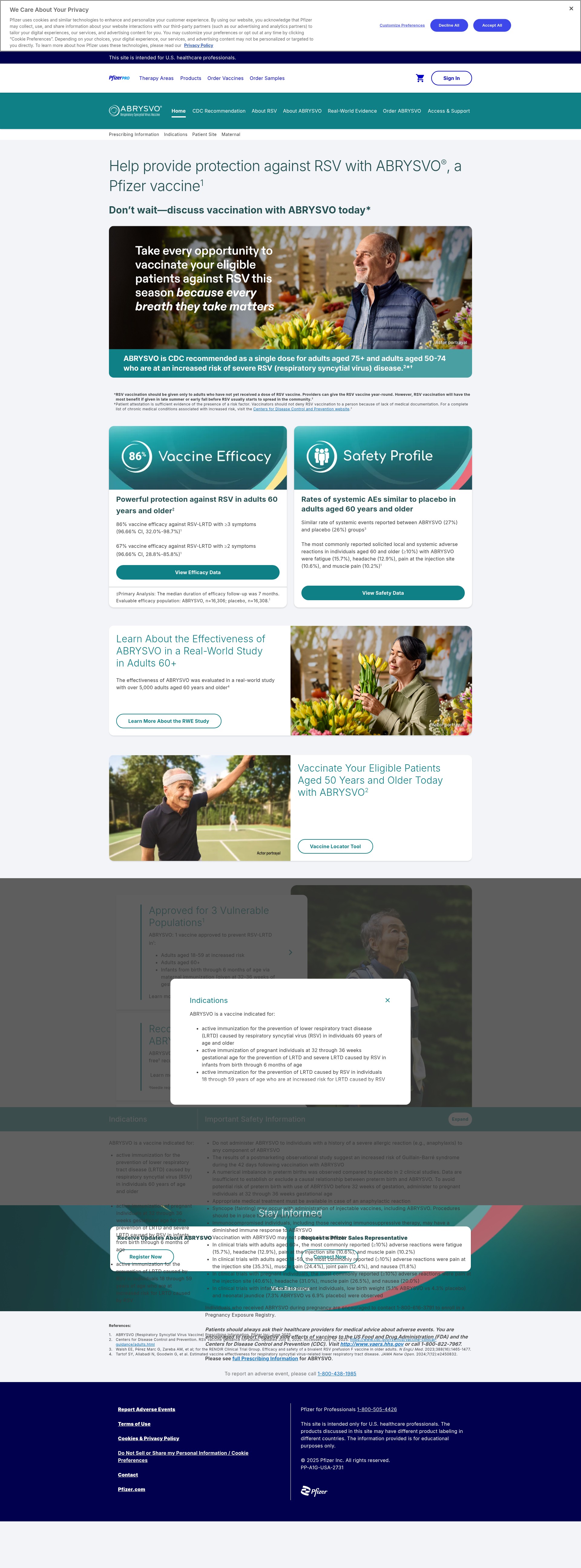 Screenshot of abrysvoadult.pfizerpro.com