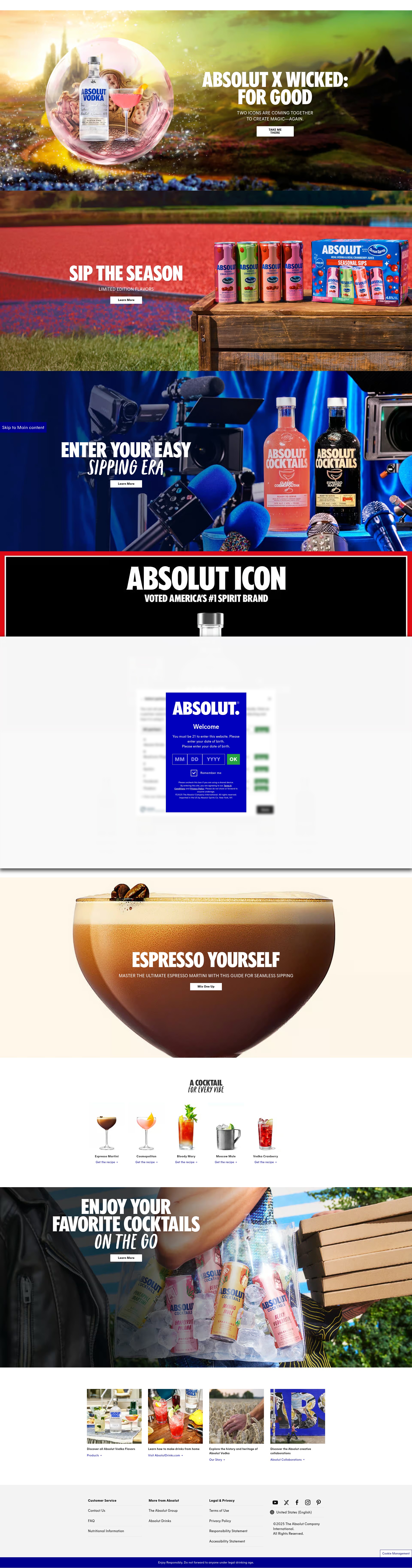 Screenshot of absolut.com