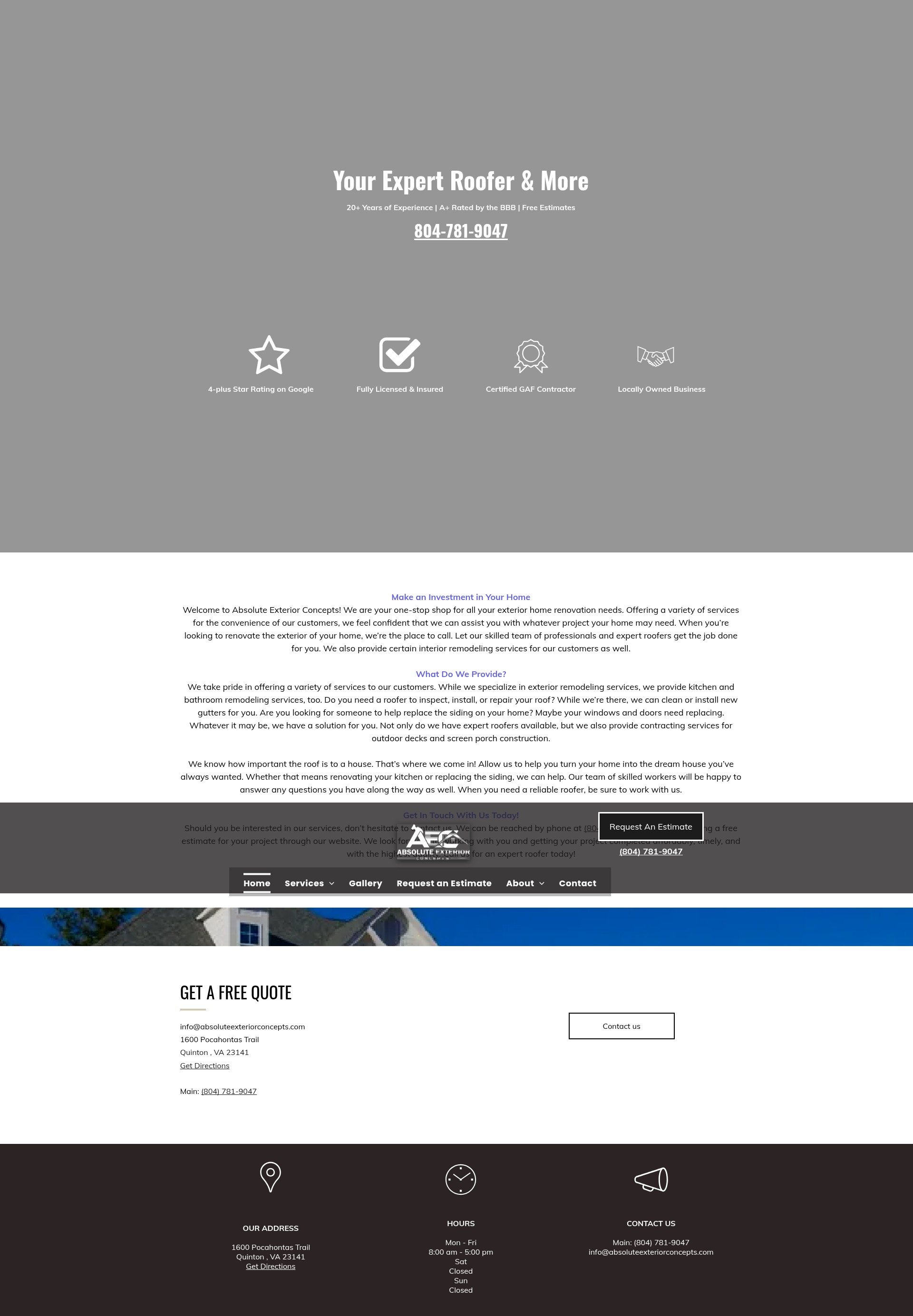 Screenshot of absoluteexteriorconcepts.com