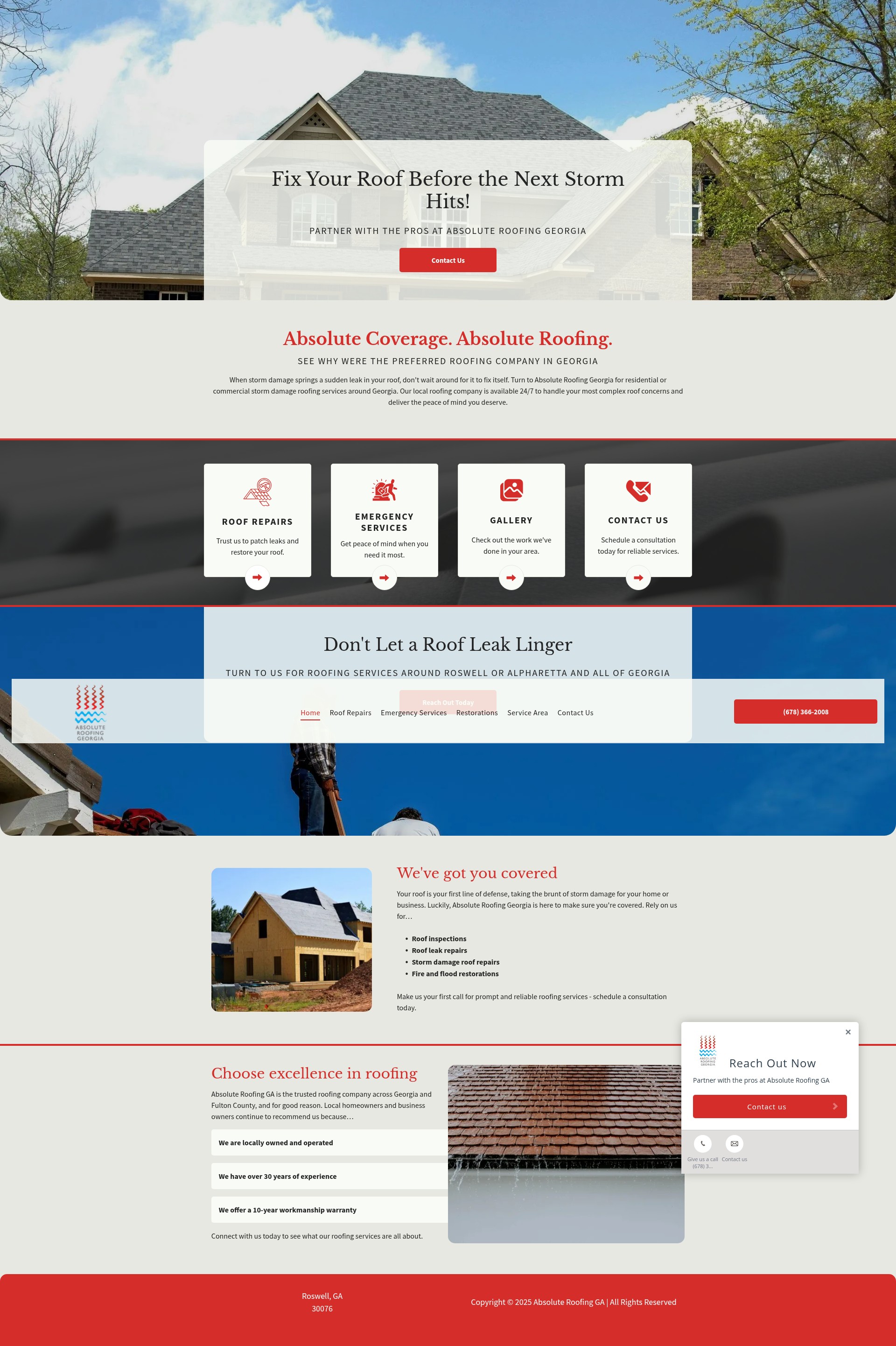 Screenshot of absoluteroofingga.com