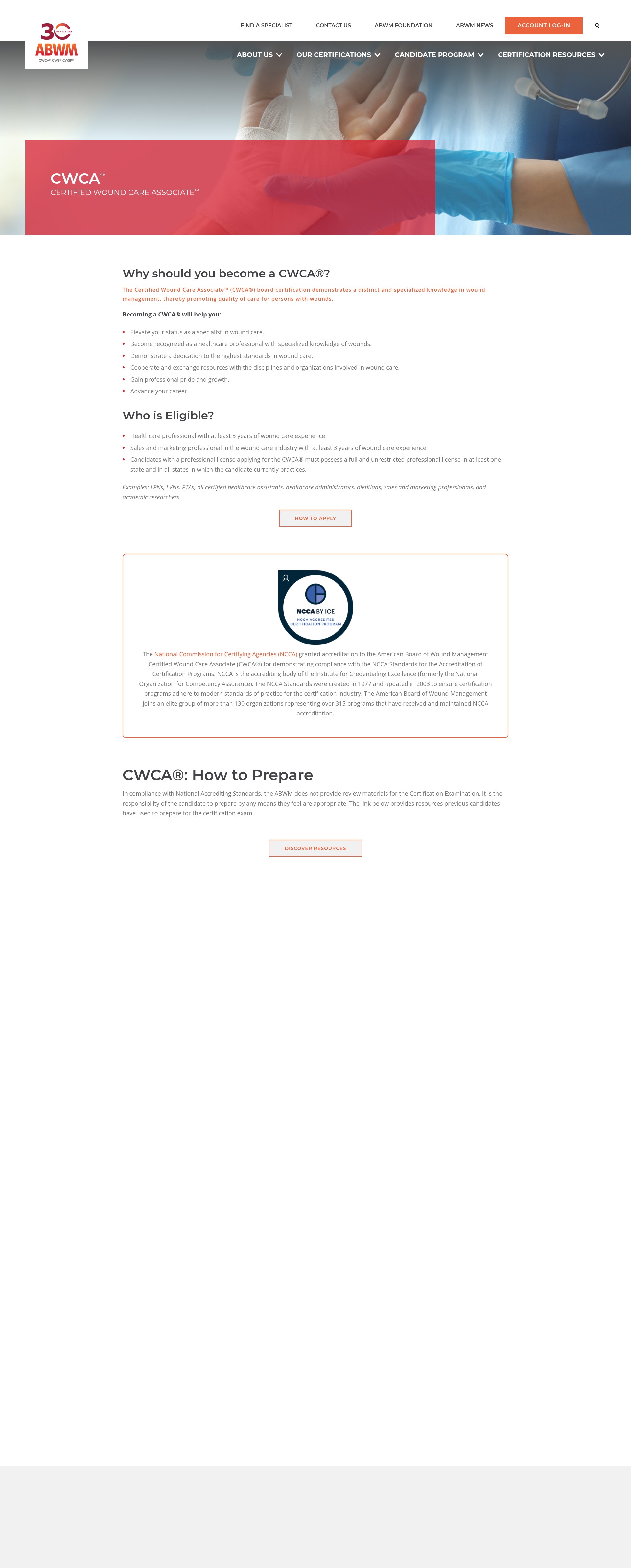 Screenshot of abwmcertified.org