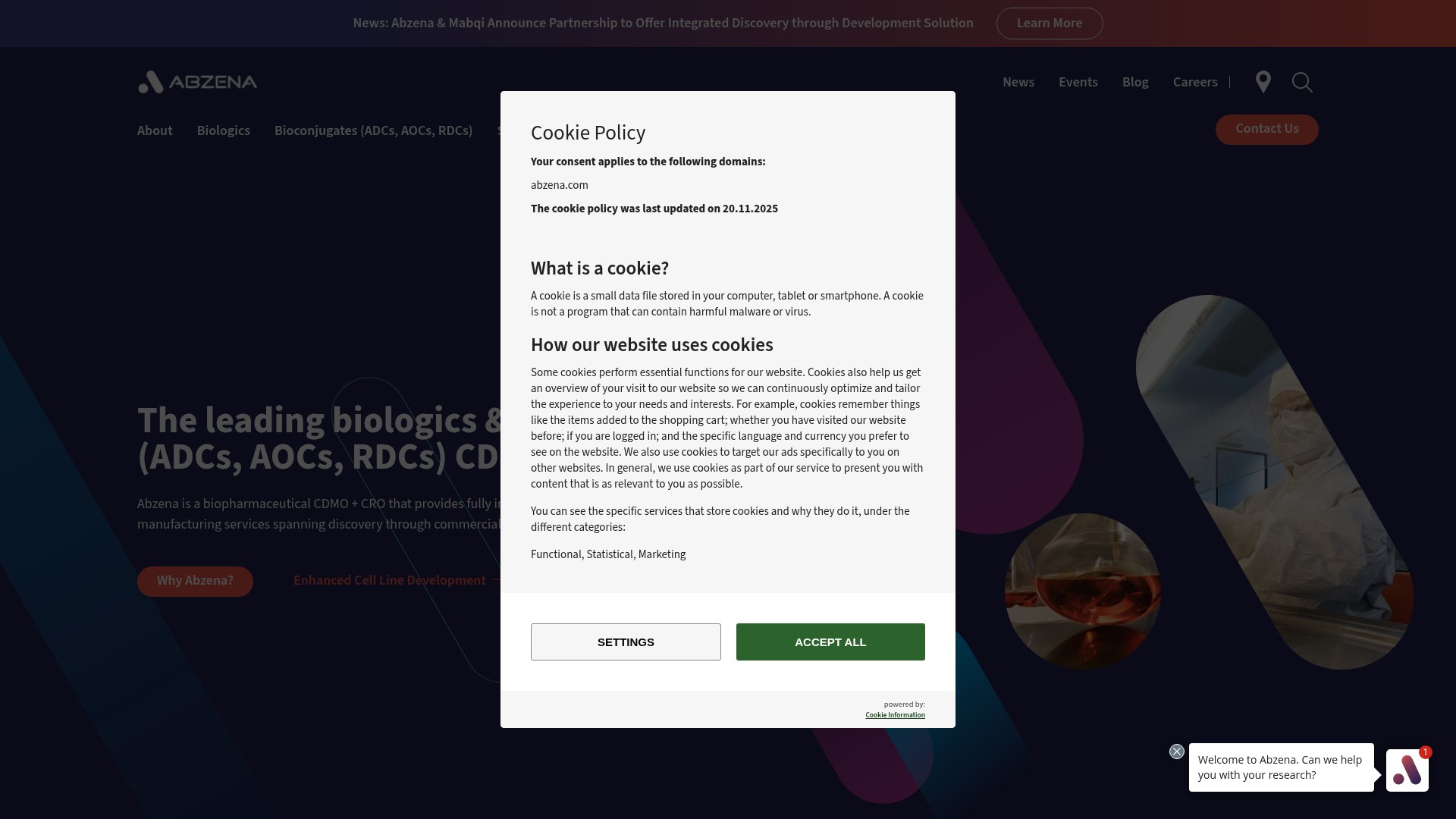Screenshot of abzena.com