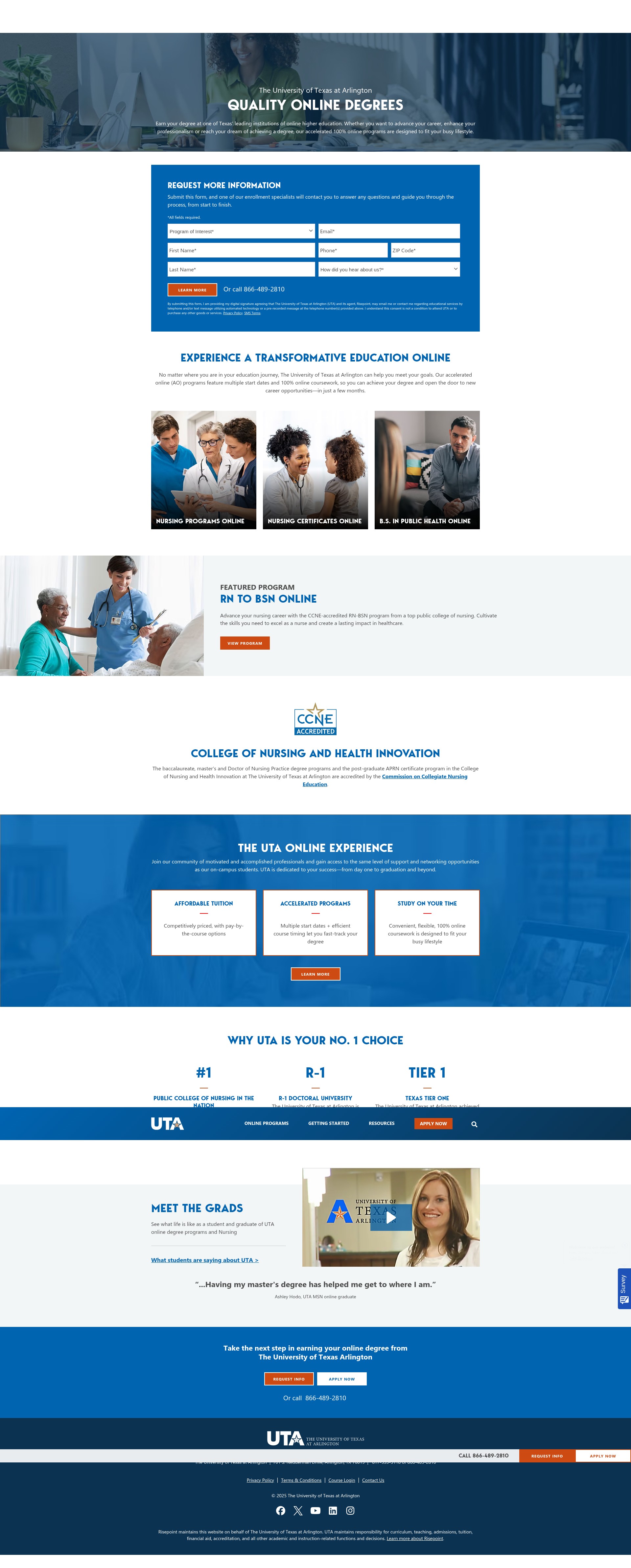 Screenshot of academicpartnerships.uta.edu