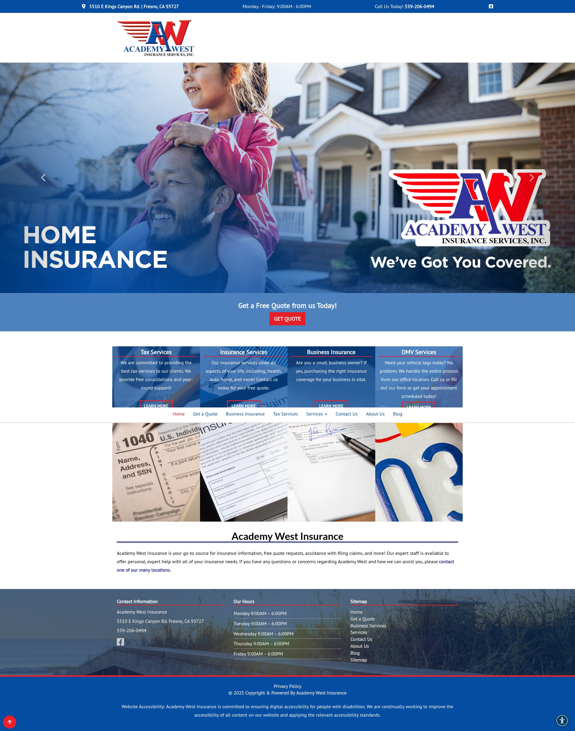 Screenshot of academywestinsurance.com