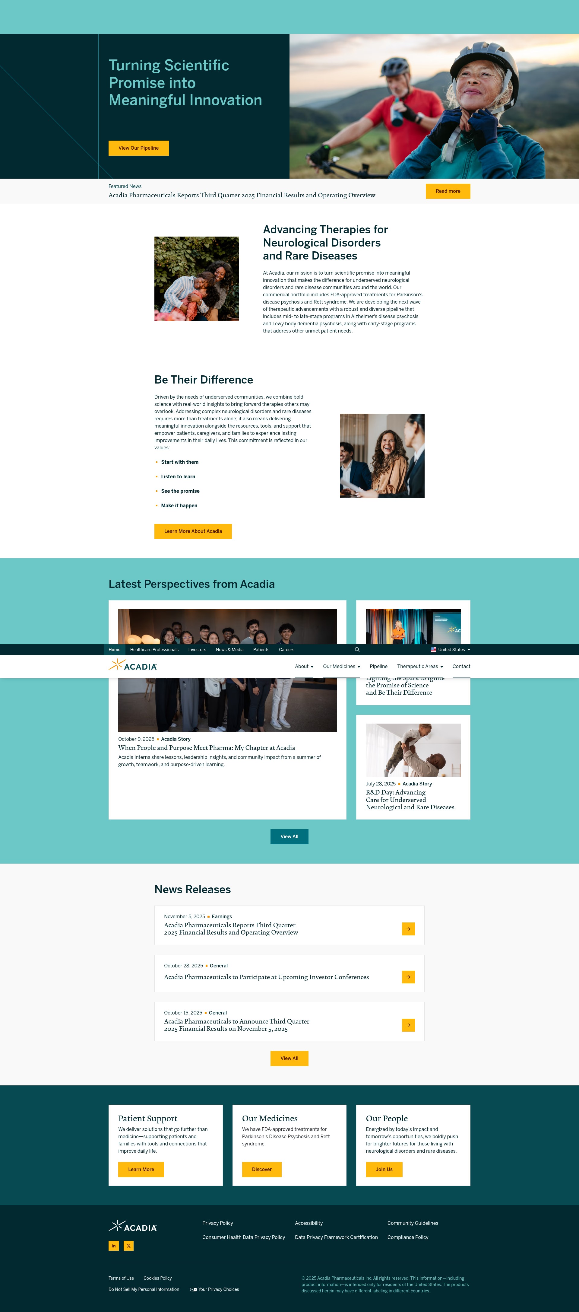Screenshot of acadia-pharm.com