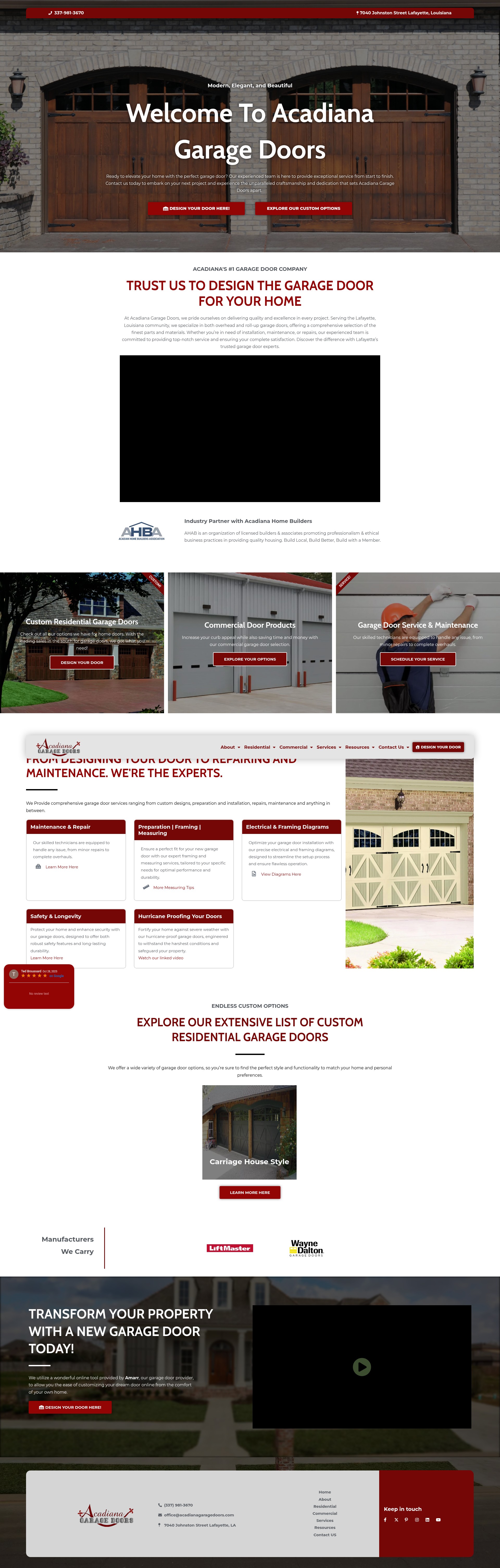 Screenshot of acadianagaragedoors.com