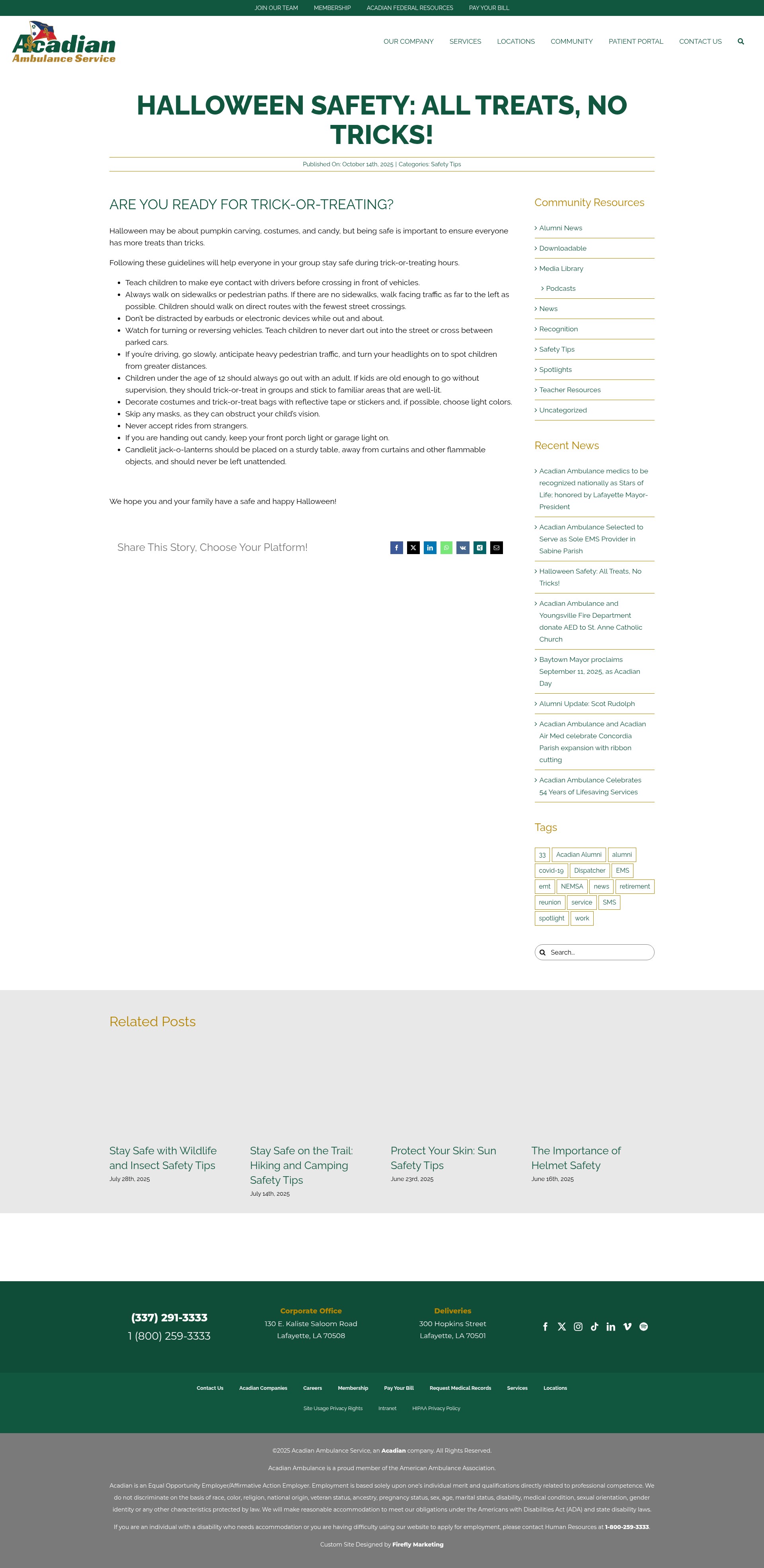 Screenshot of acadianambulance.com