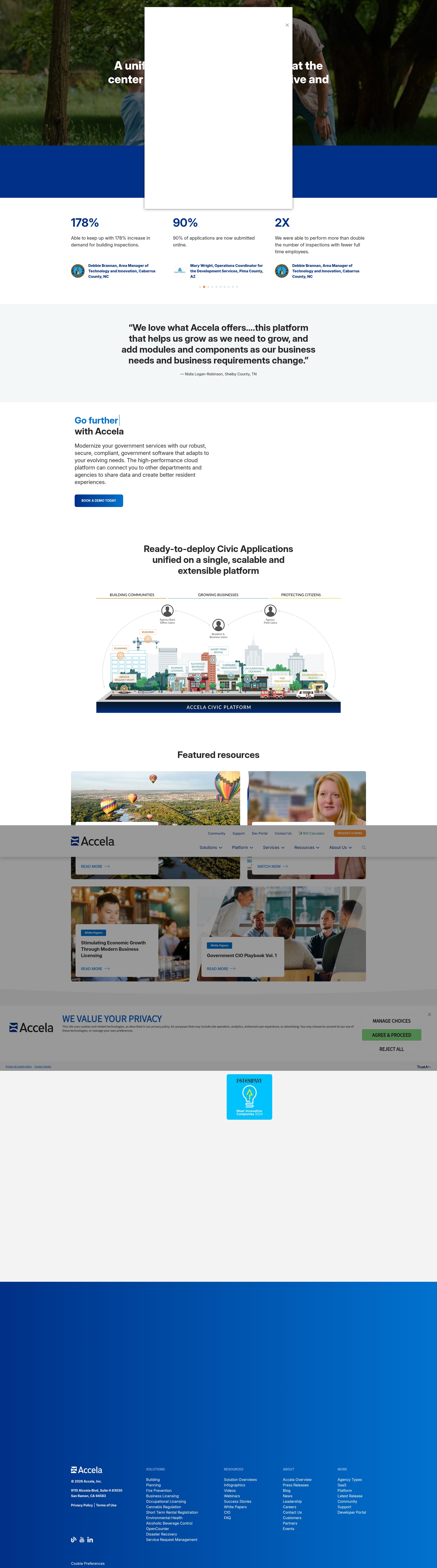 Screenshot of accela.com