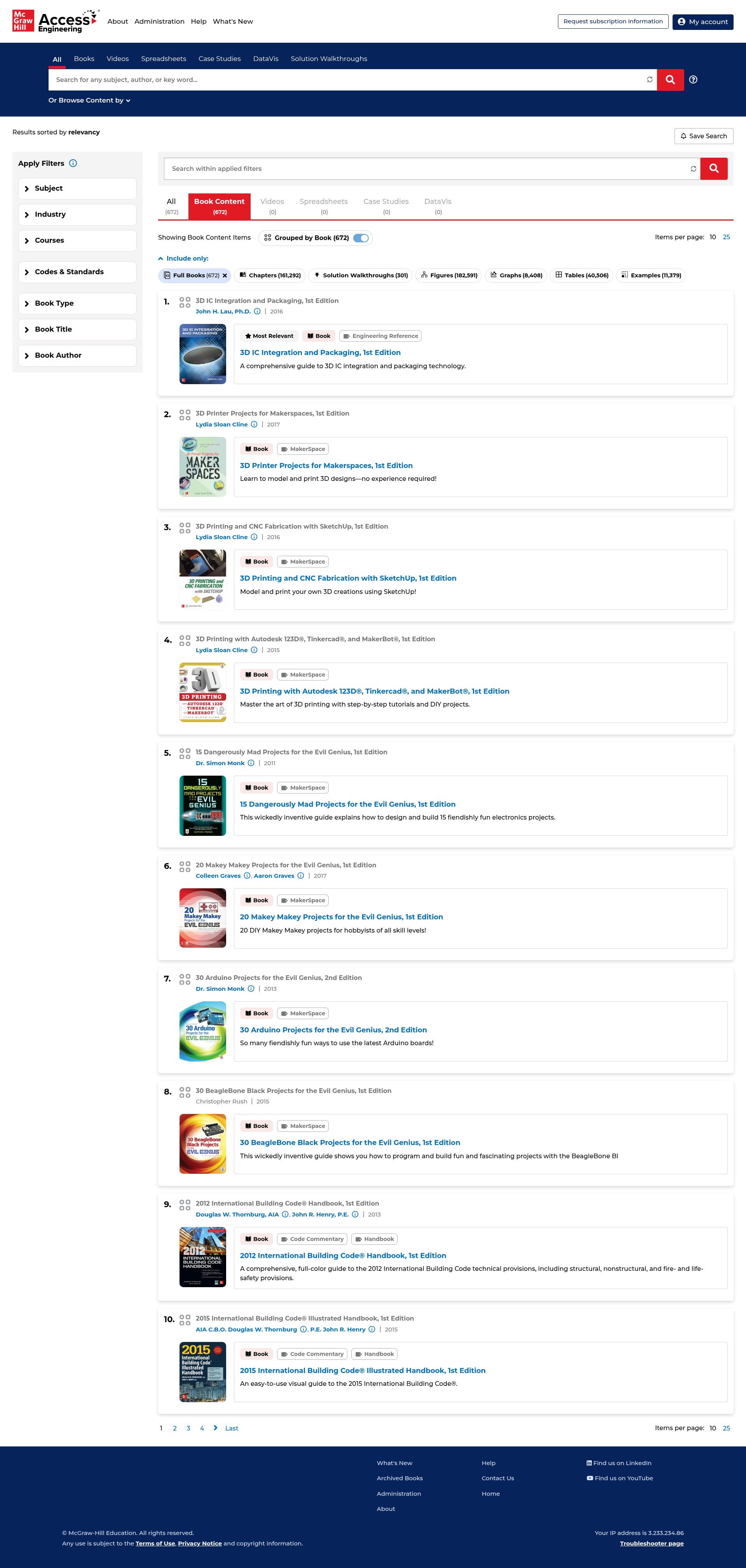 Screenshot of accessengineeringlibrary.com