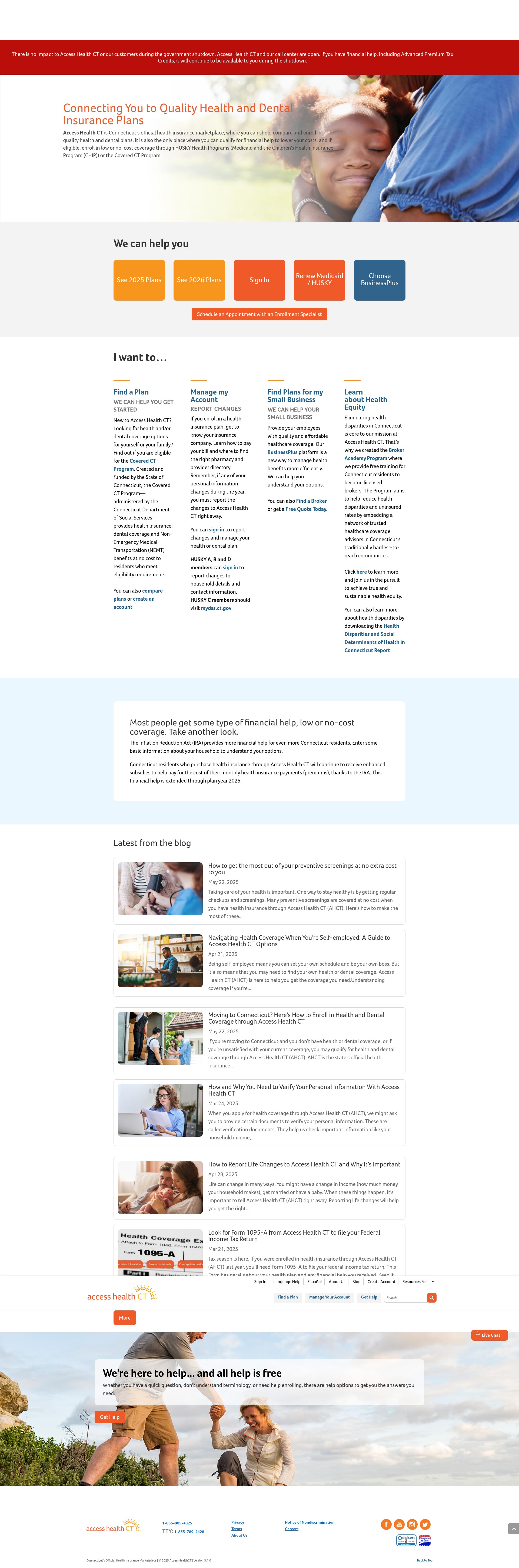 Screenshot of accesshealthct.com