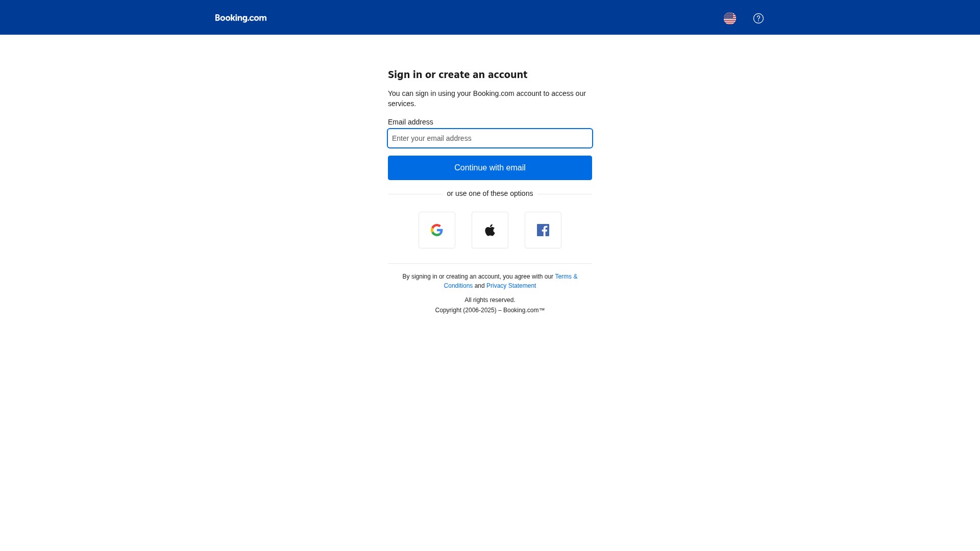 Screenshot of account.booking.com
