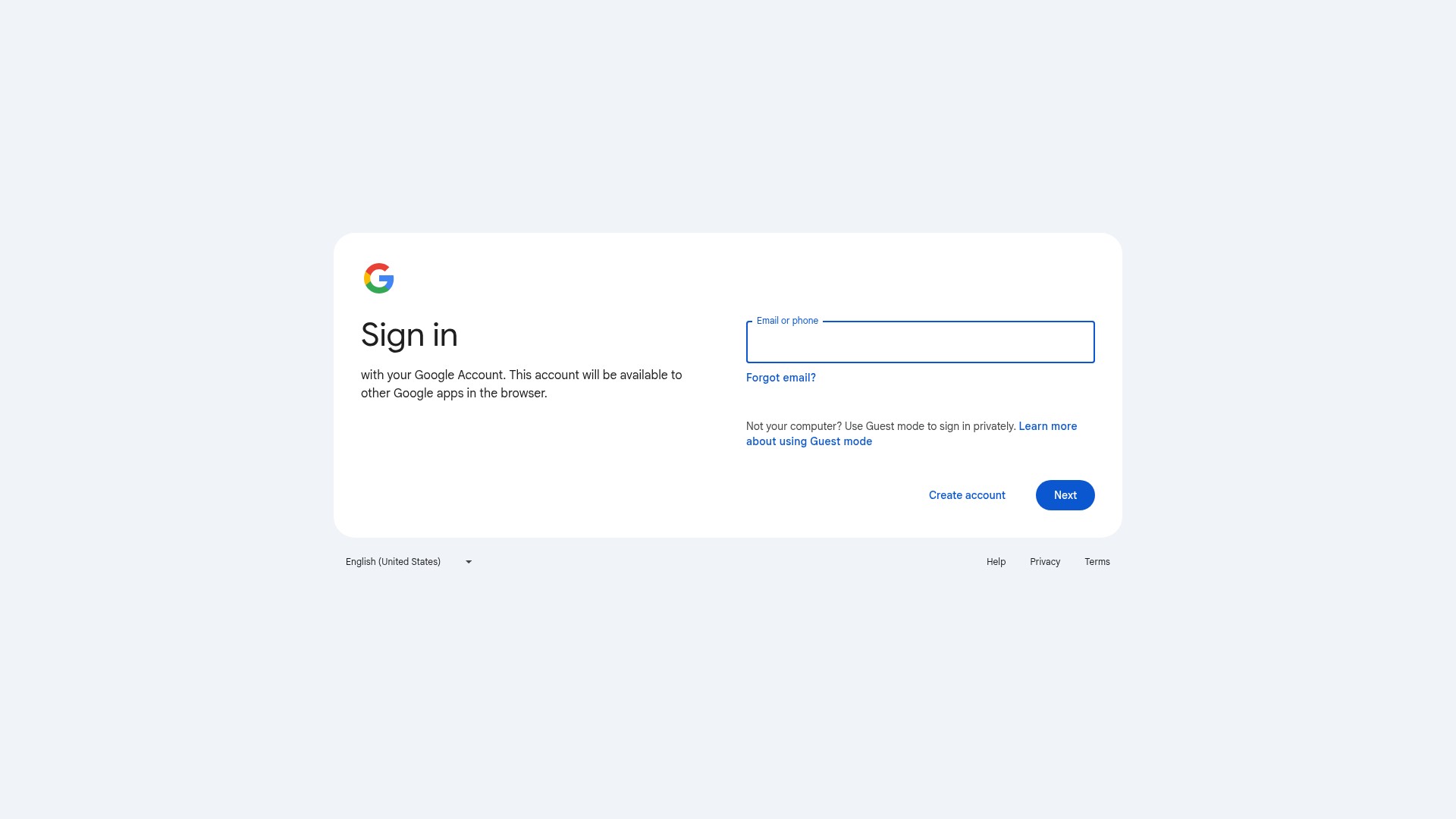 Screenshot of accounts.google.com