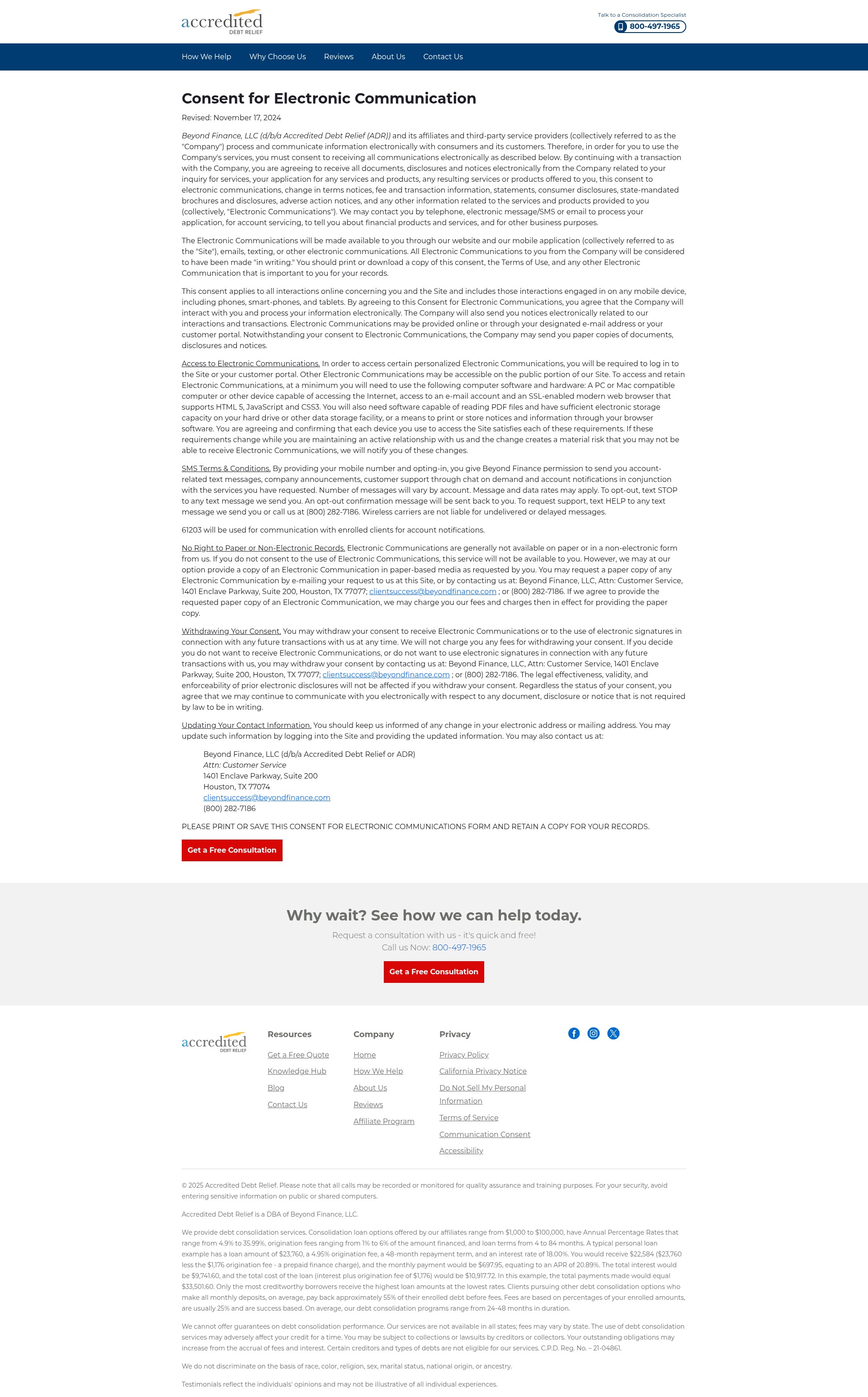 Screenshot of accrediteddebtrelief.com